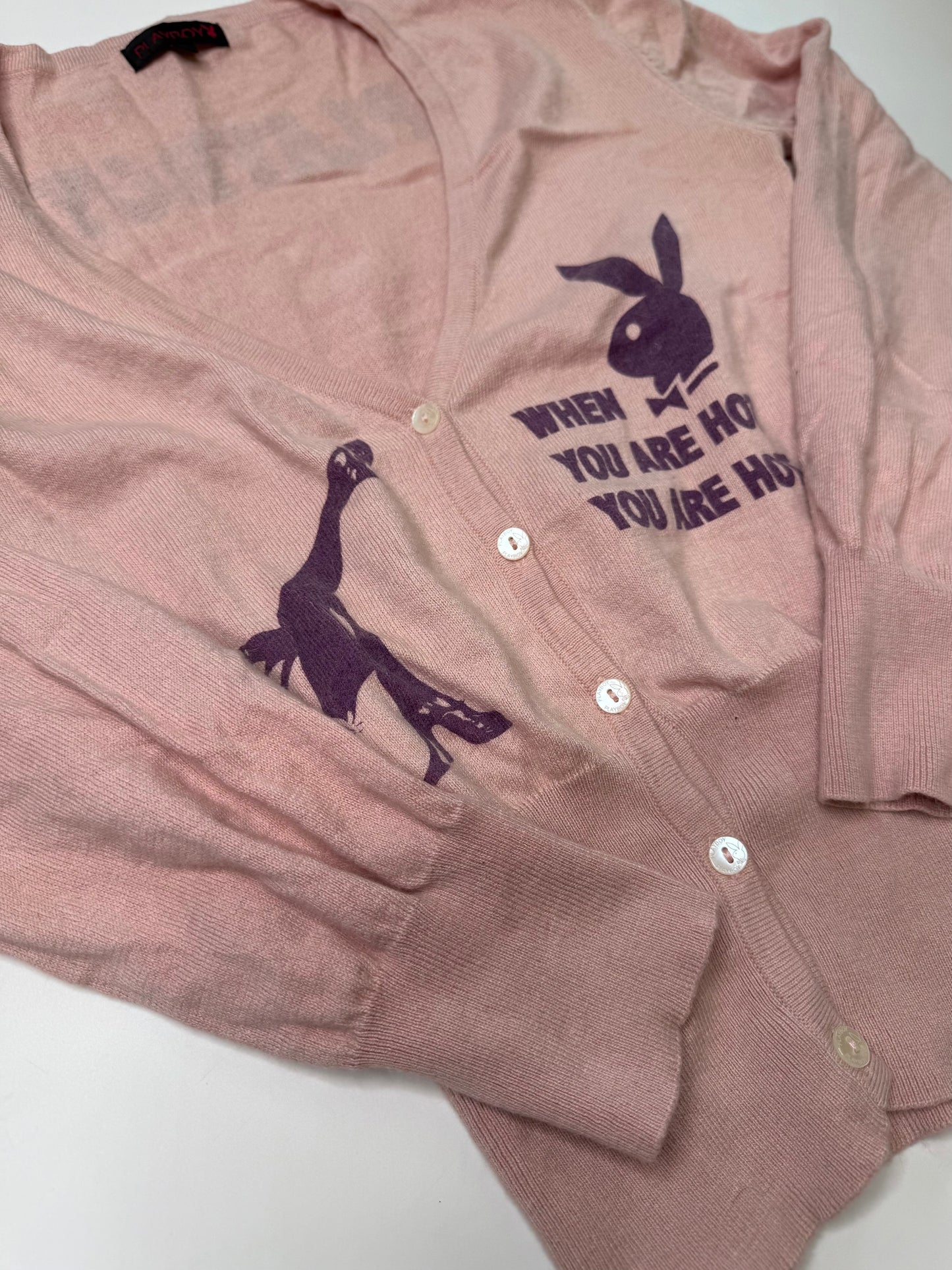 PLAYBOY VINTAGE GRAPHIC CARDIGAN "WHEN YOU ARE HOT YOU ARE HOT" (S)