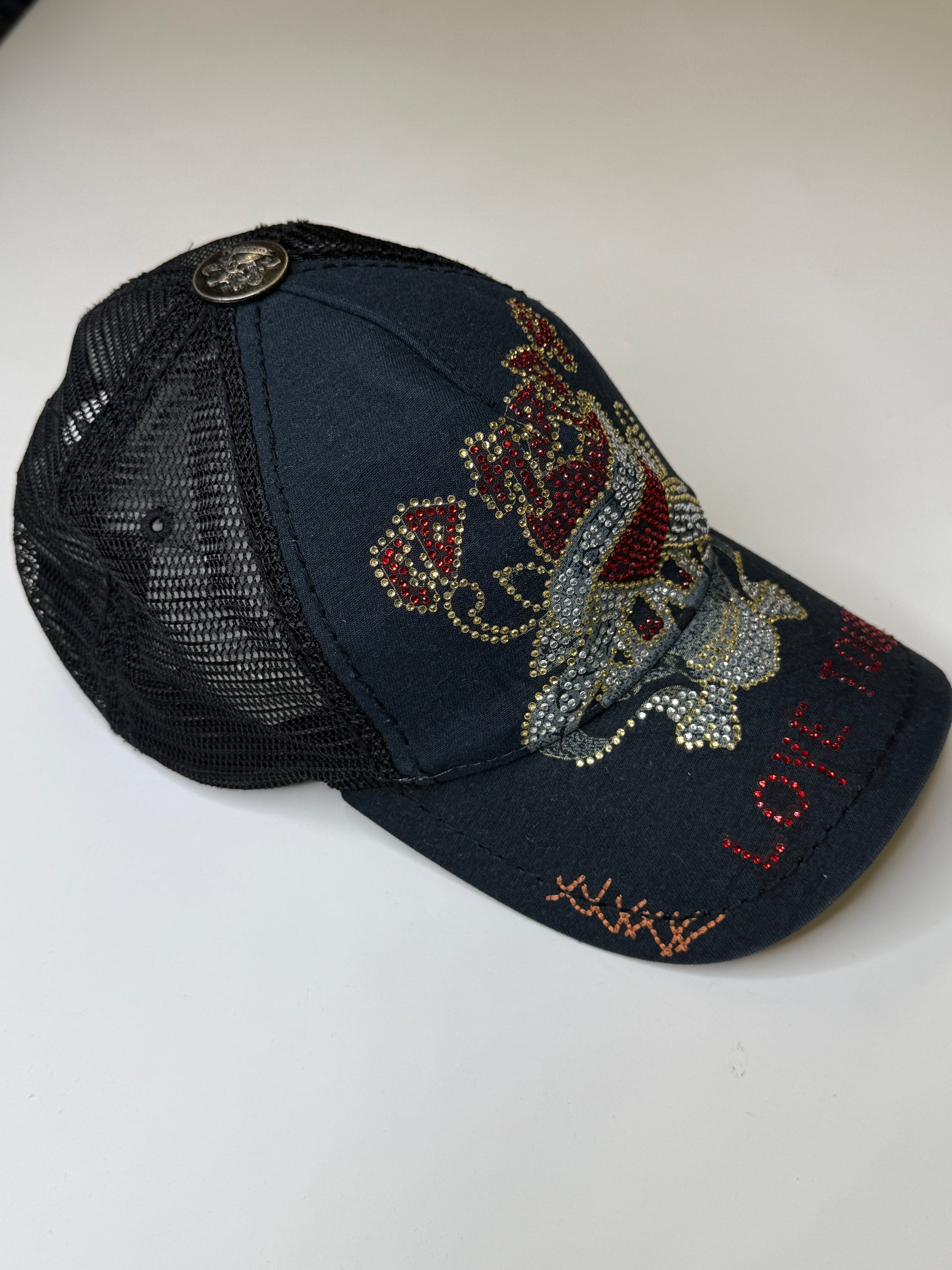 ED HARDY VINTAGE RHINESTONE SKULL CAP