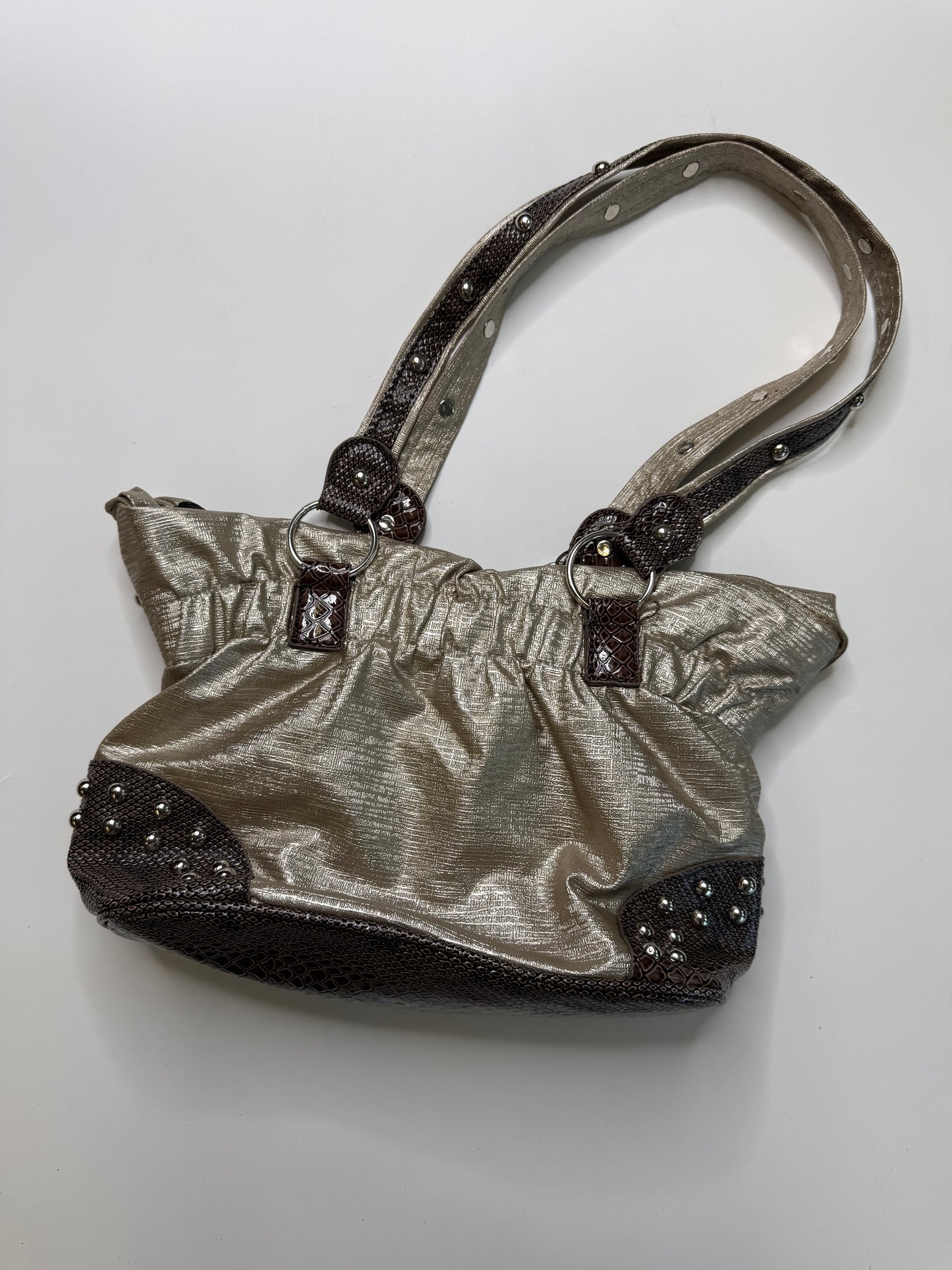 GUSSACCI VINTAGE STUDDED SHOULDER BAG