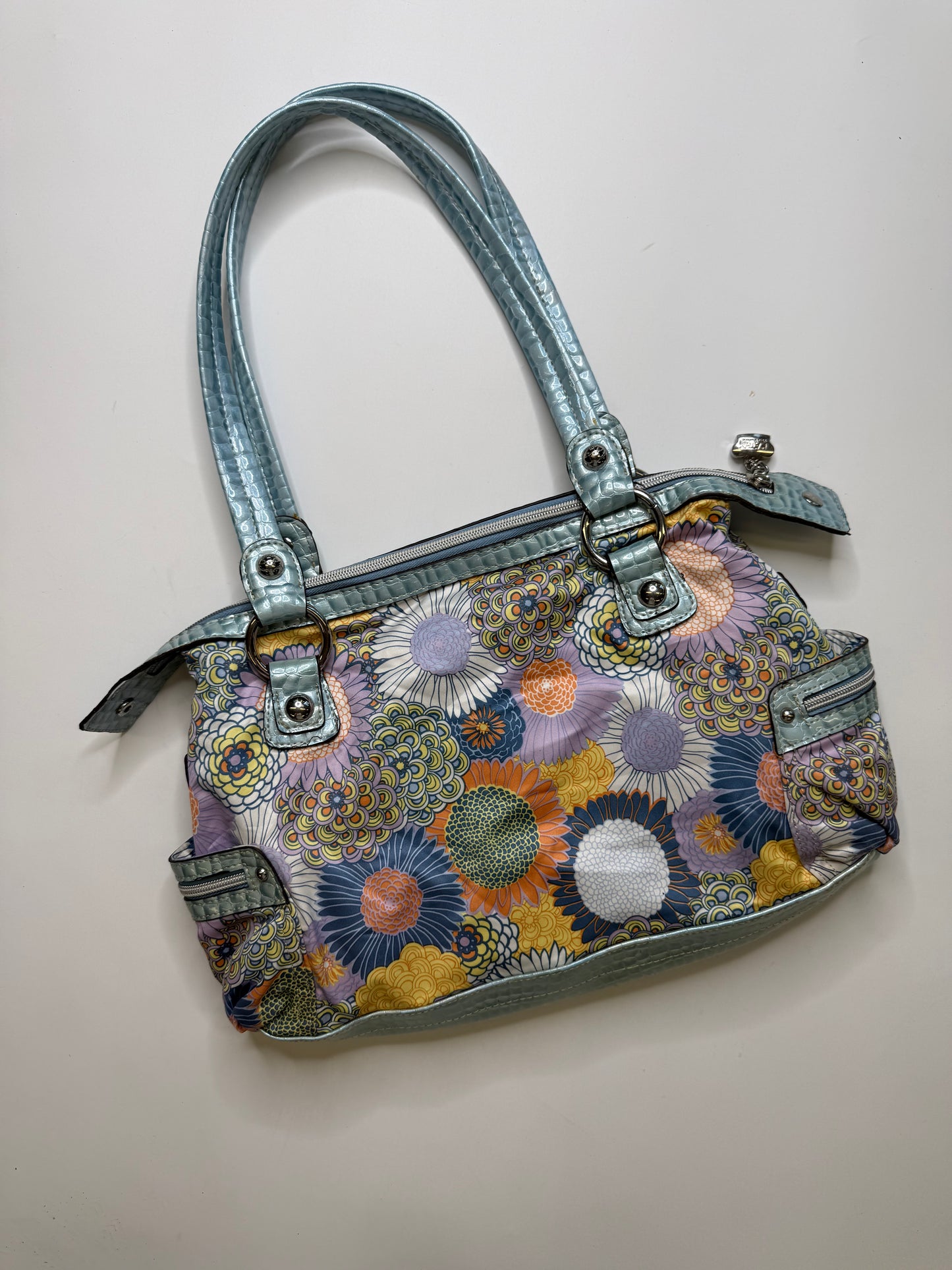 KATHY VAN ZEELAND FLORAL CROC BAG – BLUE