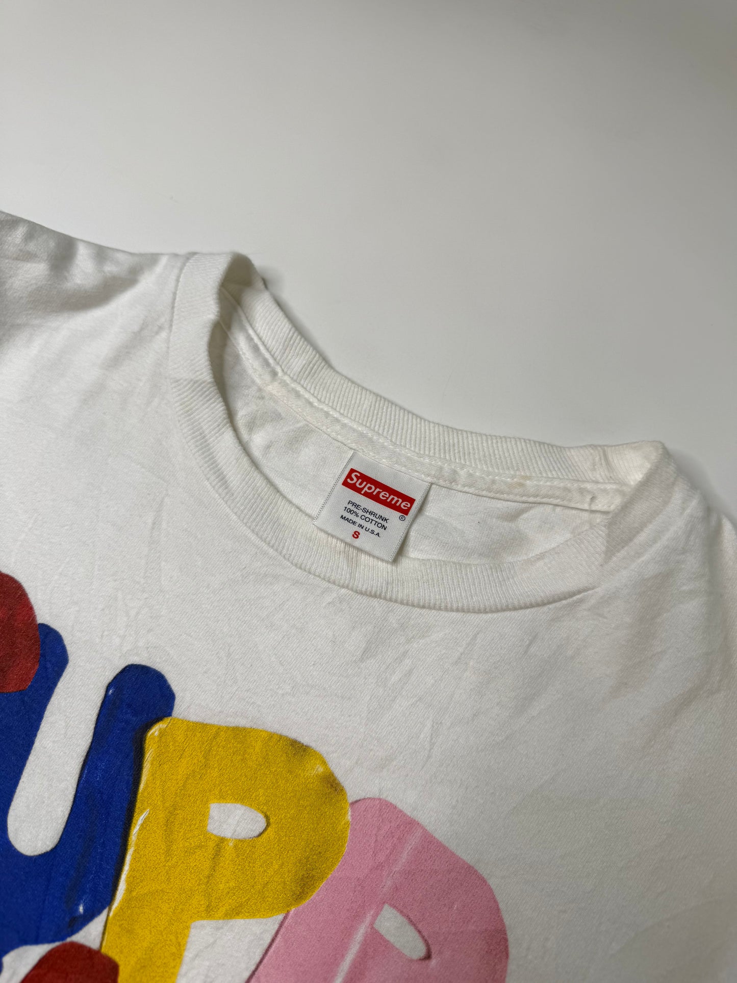 SUPREME BUBBLE LETTERS TEE WHITE (S)