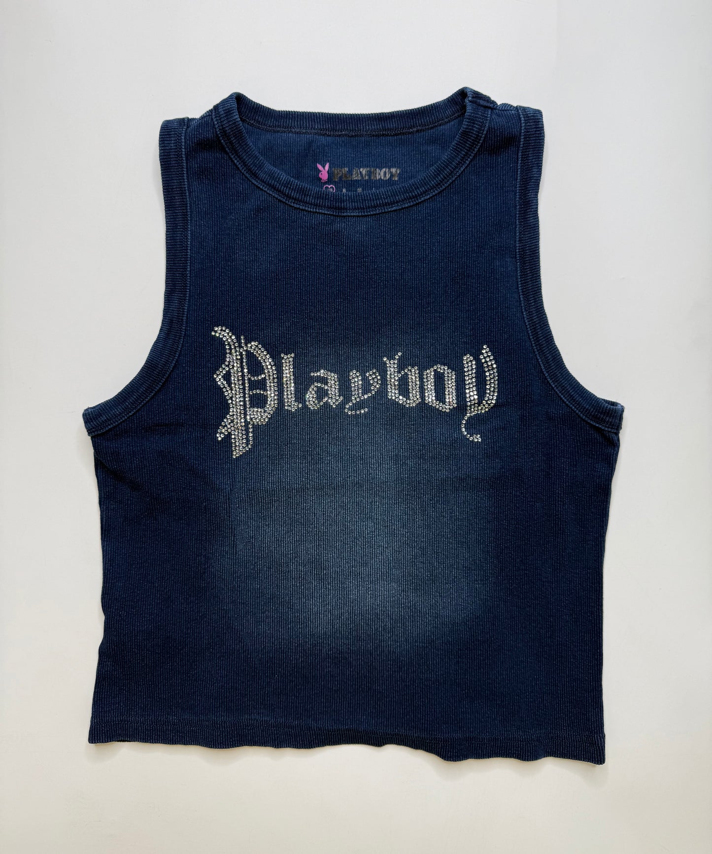 PLAYBOY RIBBED TANK TOP – NAVY (XS)