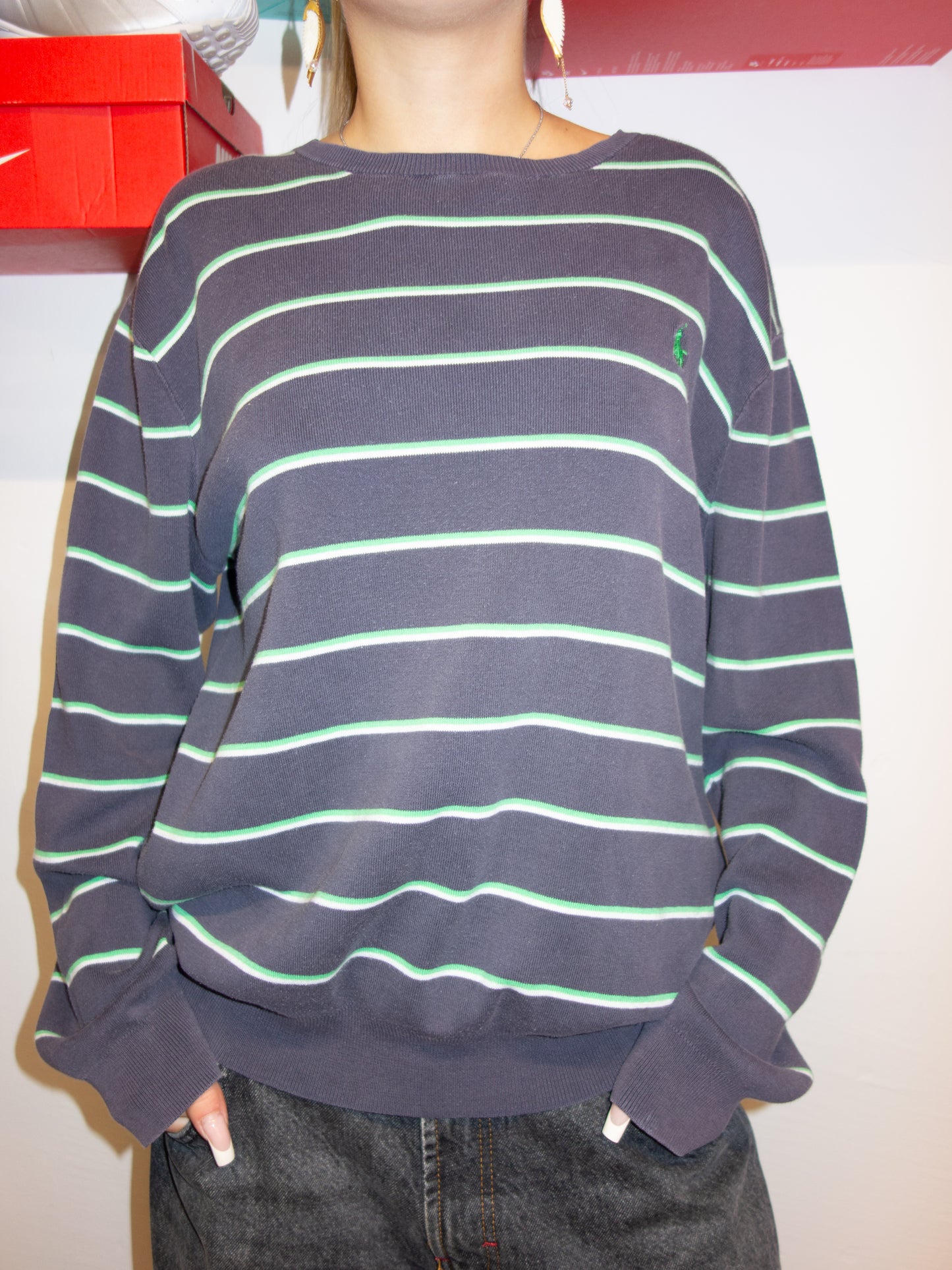 STRIPED POLO RALPH LAUREN SWEATSHIRT (L)