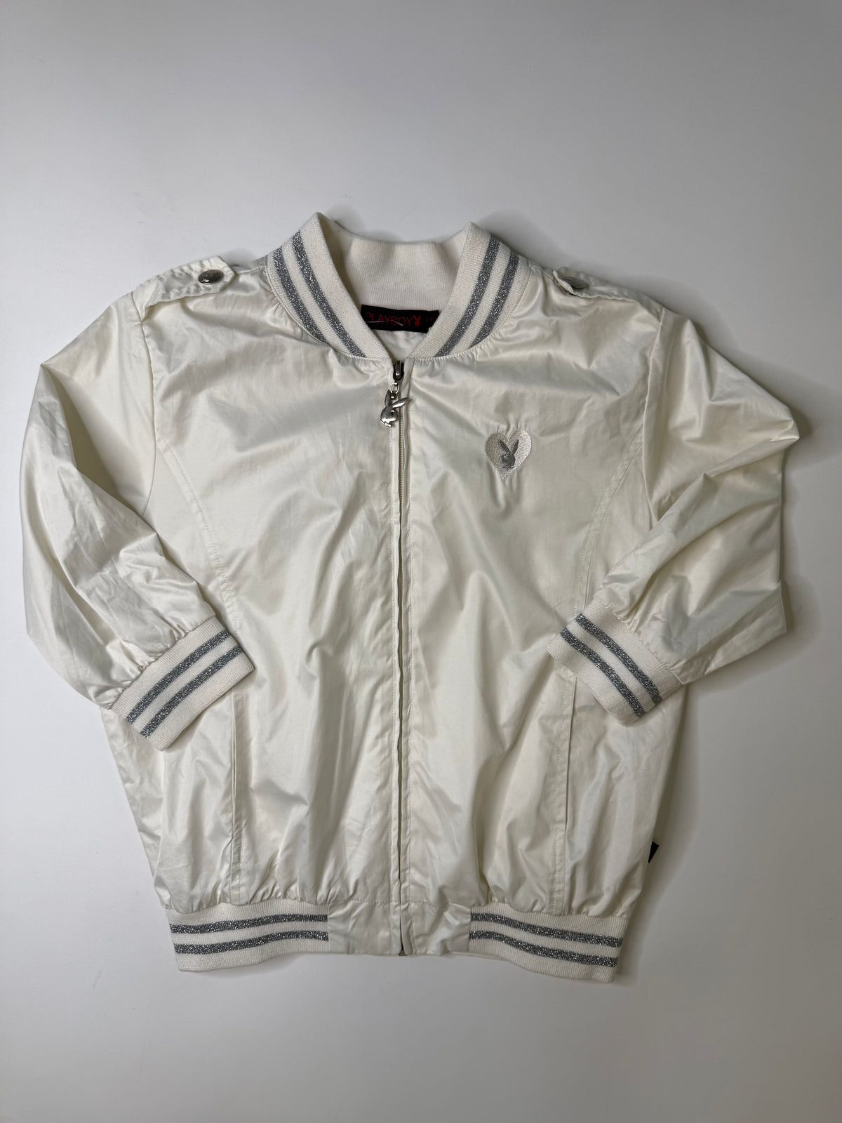 PLAYBOY GLITTER STRIPE BOMBER JACKET (S)