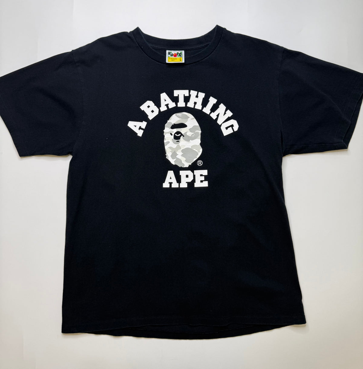 BAPE COLLEGE LOGO TEE – GREY CAMO (L)