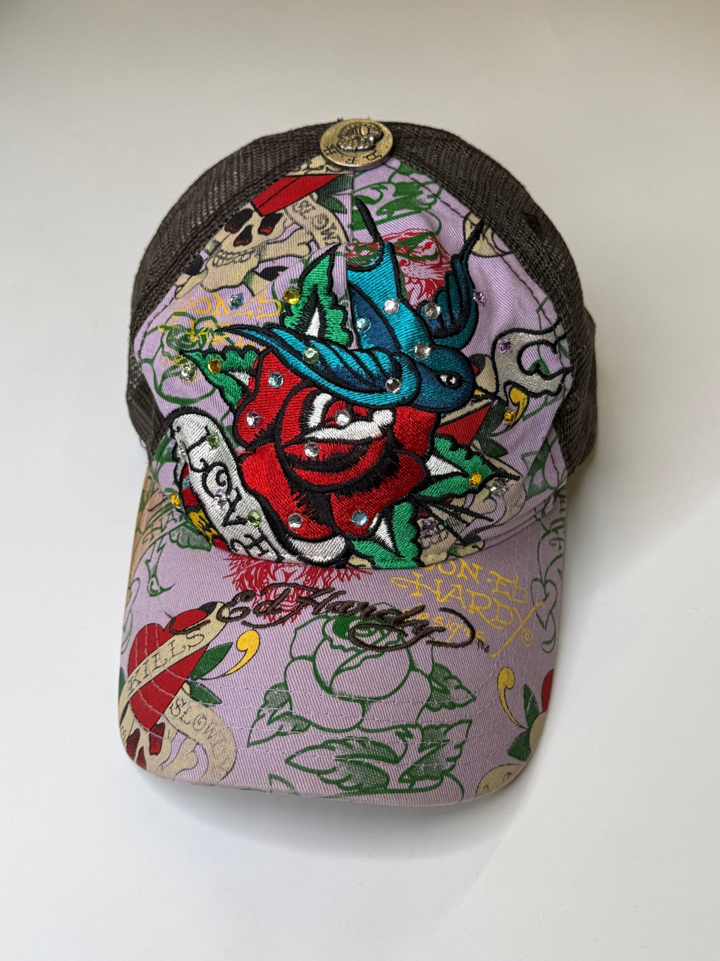 ED HARDY "LOVE KILLS SLOWLY" VINTAGE RHINESTONE CAP