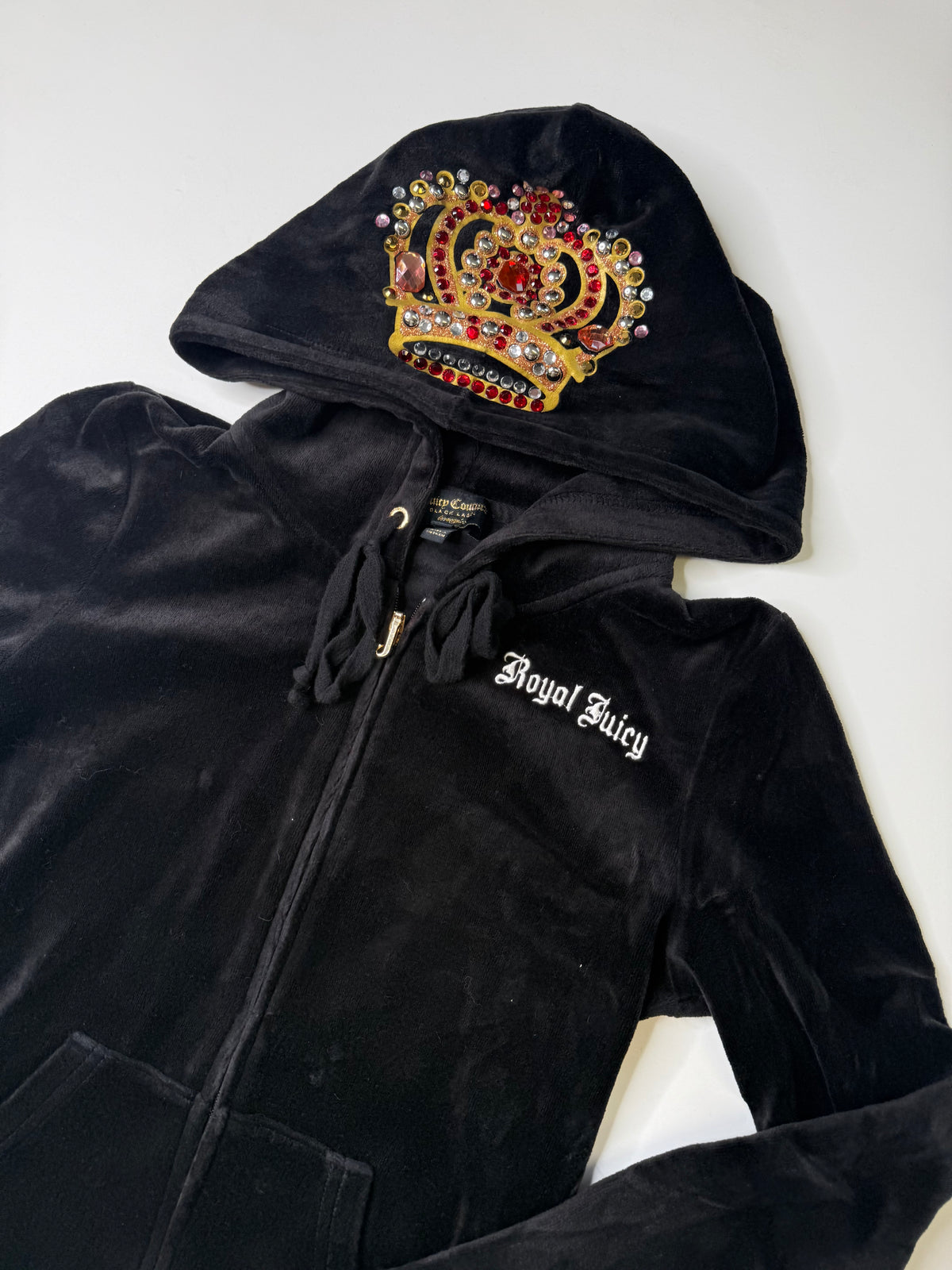 JUICY COUTURE BLACK LABEL "ROYAL JUICY" CROWN HOODIE BLACK (XS)