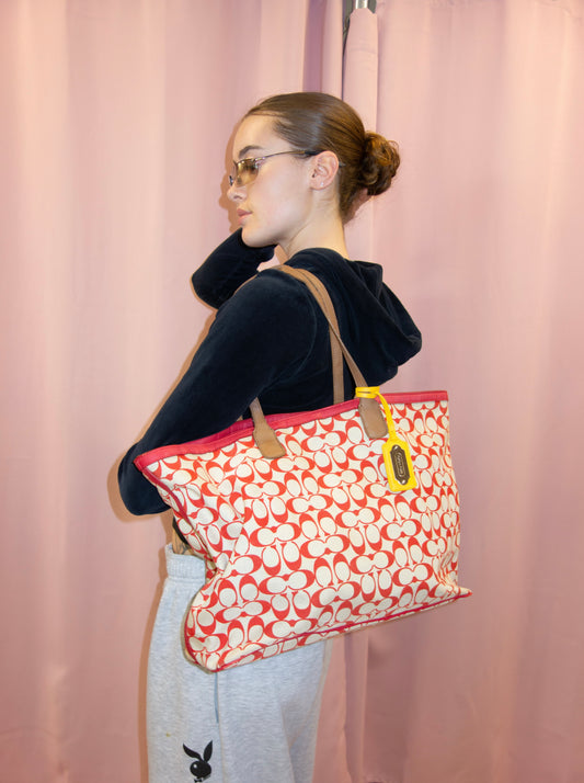 COACH PURSE MONOGRAM RED