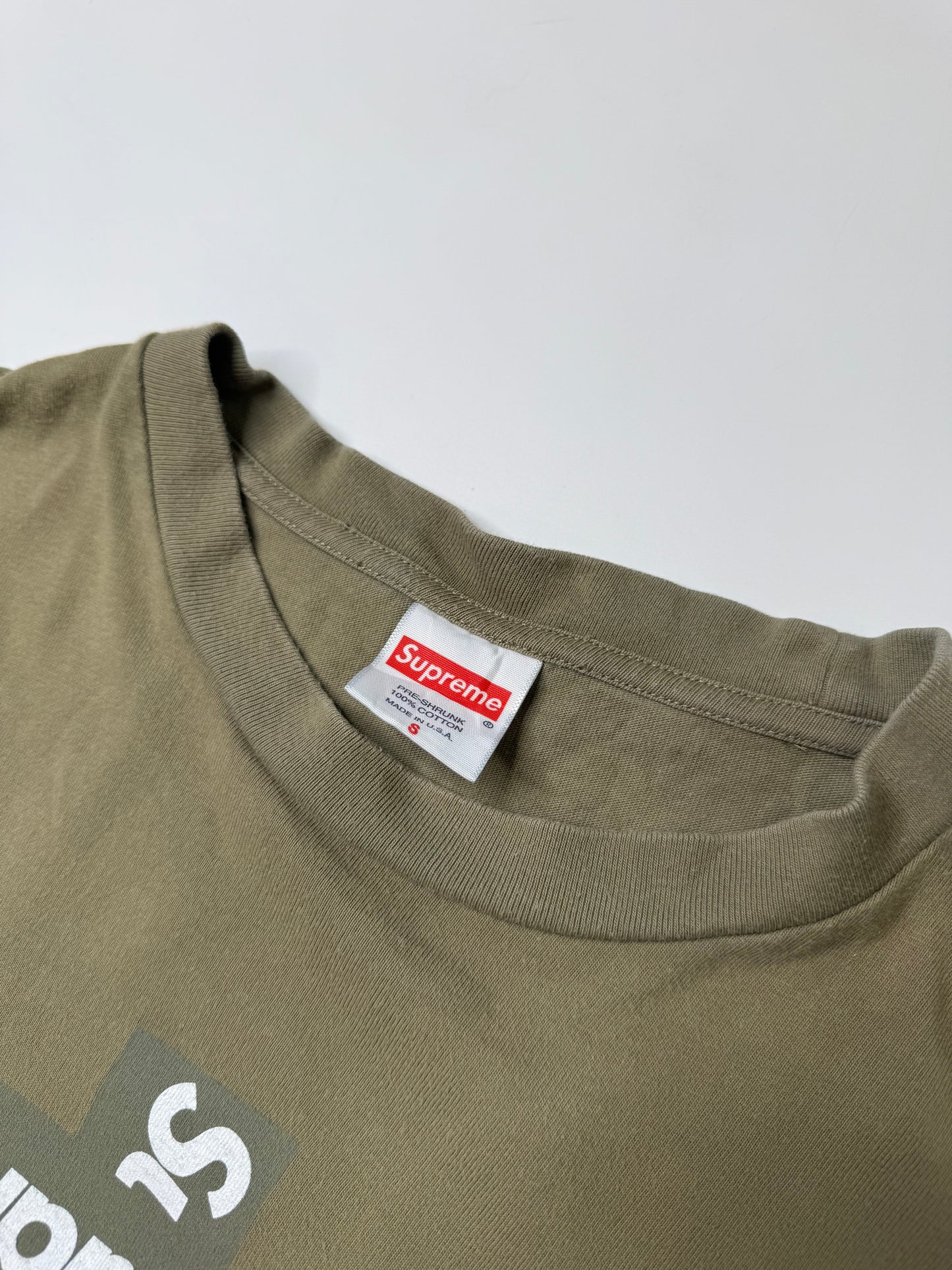 SUPREME CROSS BOX LOGO TEE OLIVE (S)
