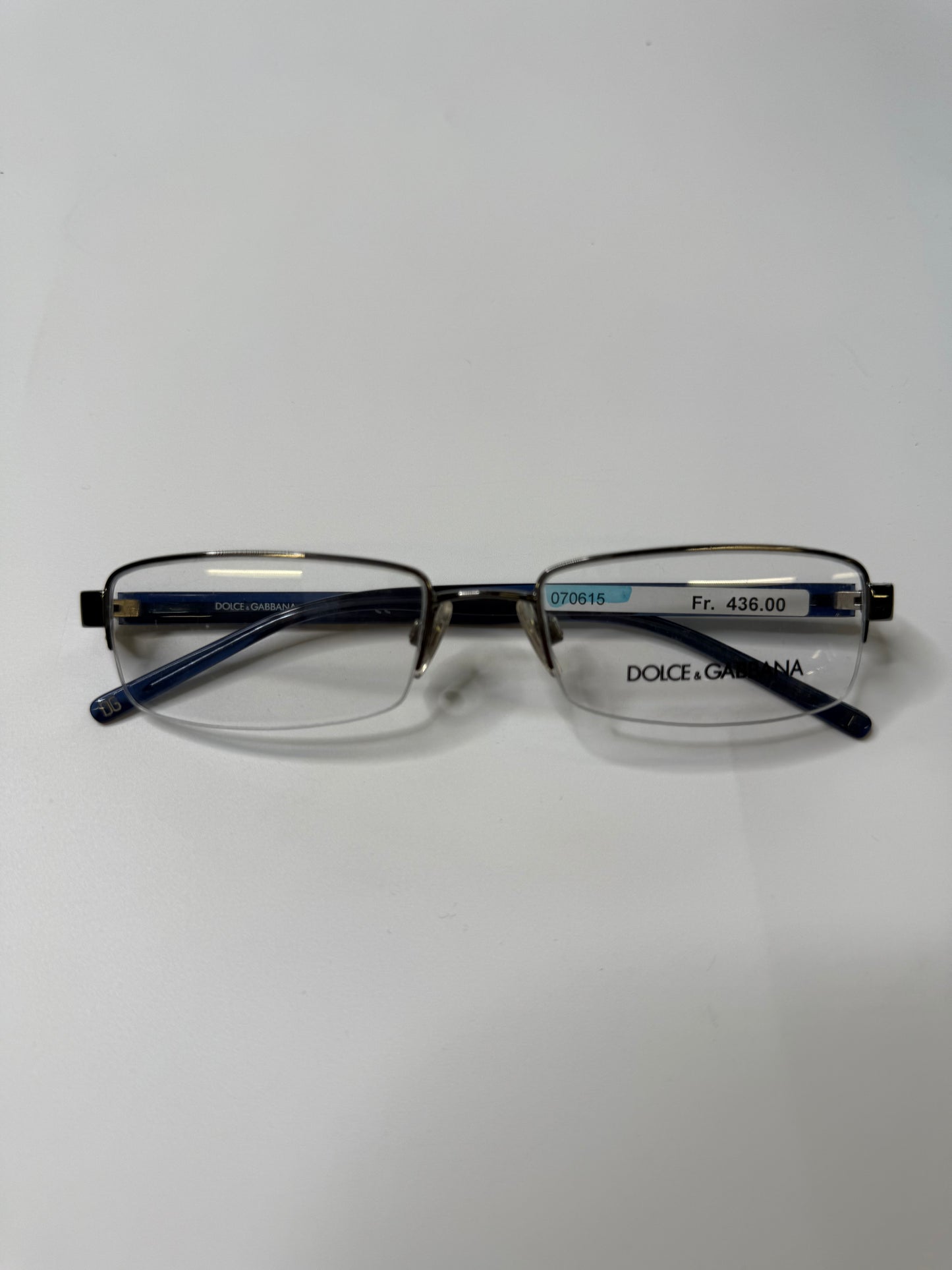DOLCE & GABBANA VINTAGE NAVY SEMI-RIMLESS EYEGLASSES