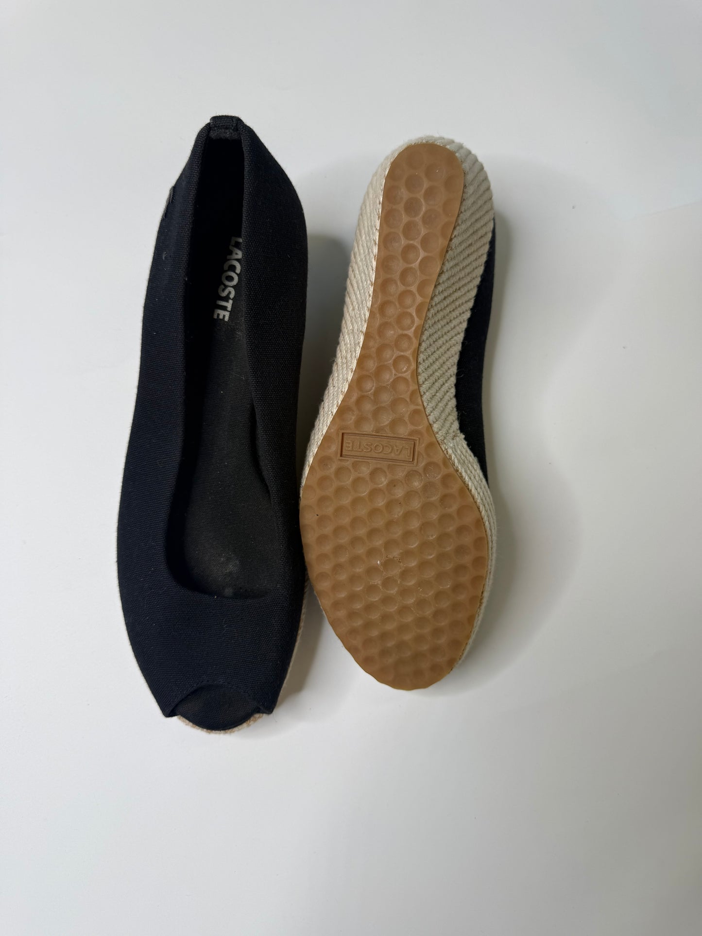 LACOSTE VINTAGE ESPADRILLE PEEP-TOE WEDGES