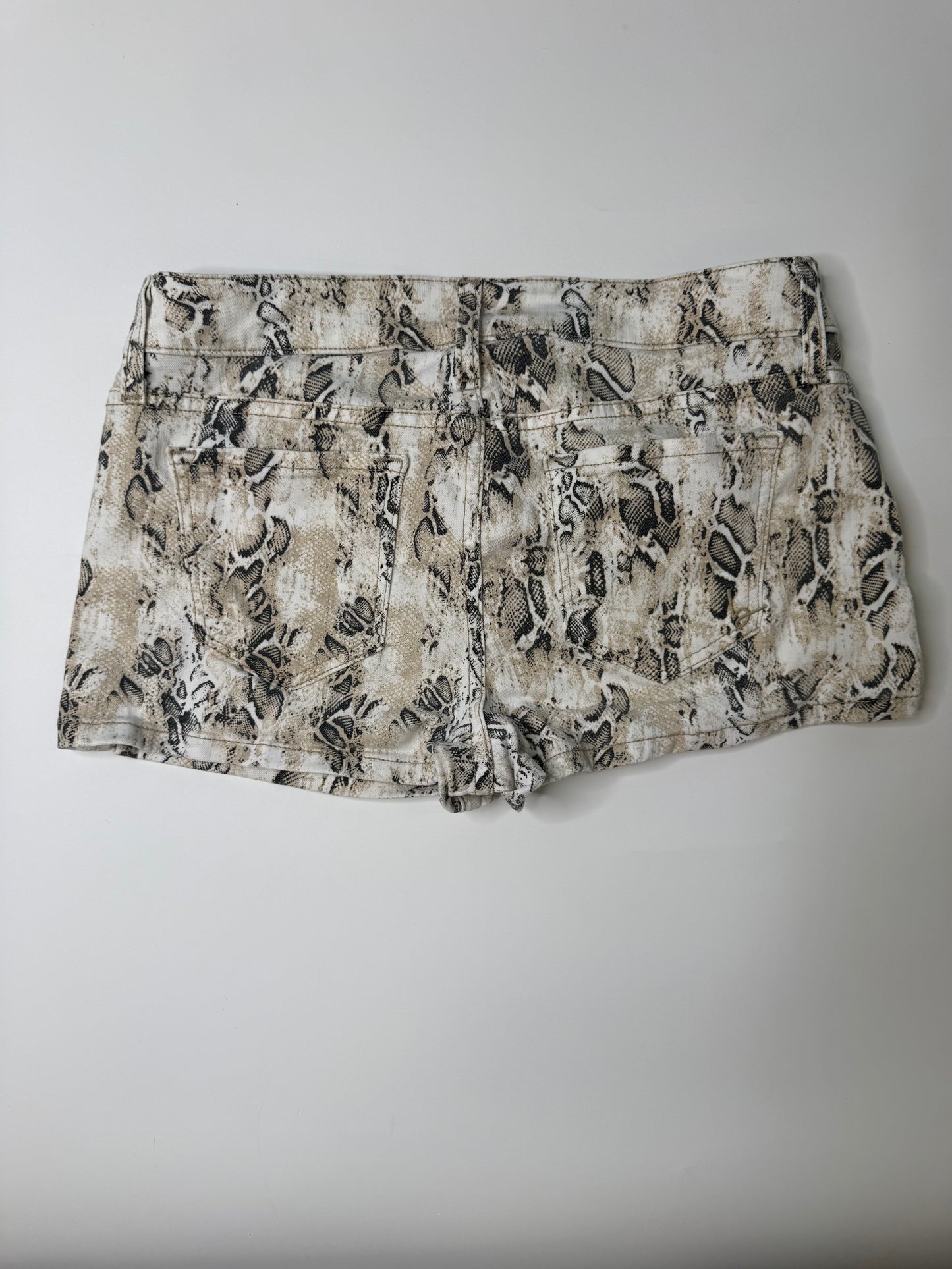 BEBE VINTAGE SNAKESKIN PRINT DENIM SHORTS