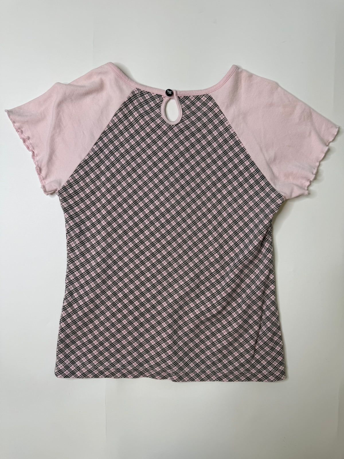 BURBERRY LONDON PINK CHECK RAGLAN TOP (L)