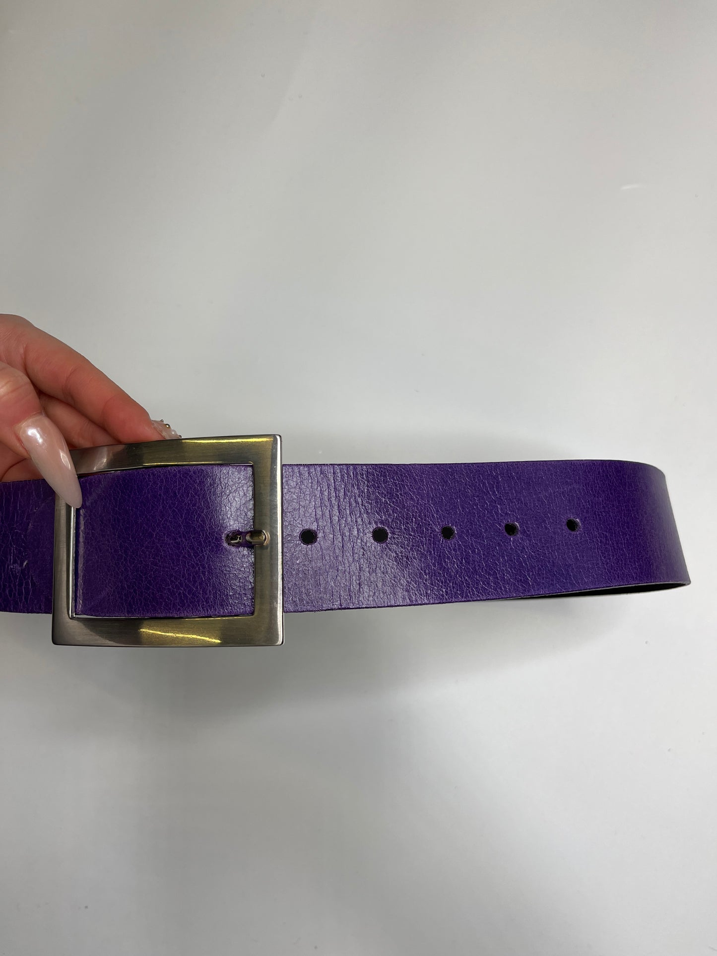 VANZETTI REAL LEATHER BELT PURPLE/SILVER
