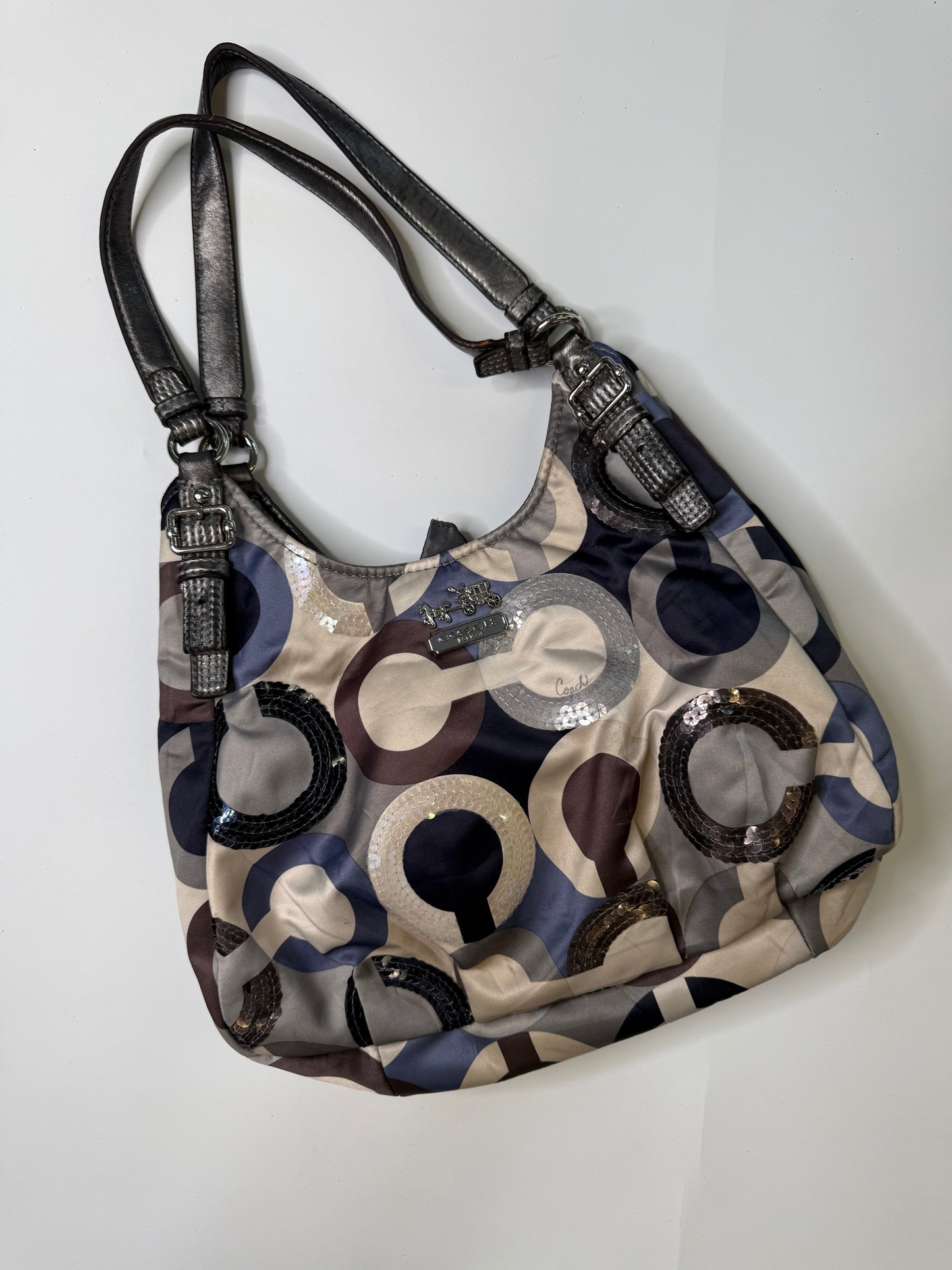 COACH VINTAGE SEQUIN OP ART SIGNATURE HOBO BAG