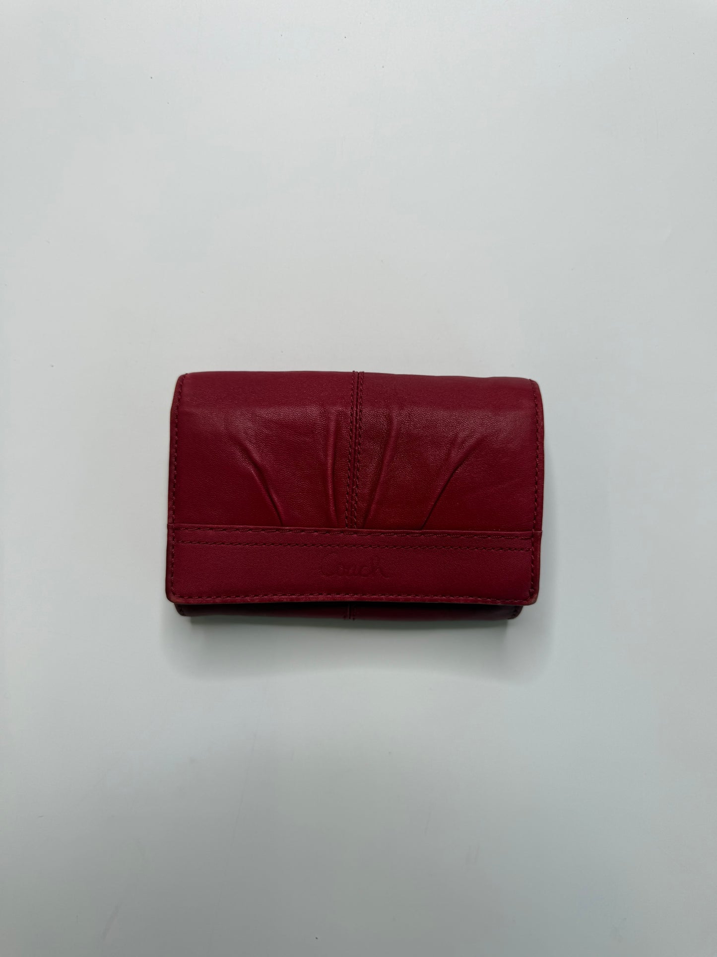 COACH VINTAGE RED LEATHER TRIFOLD WALLET