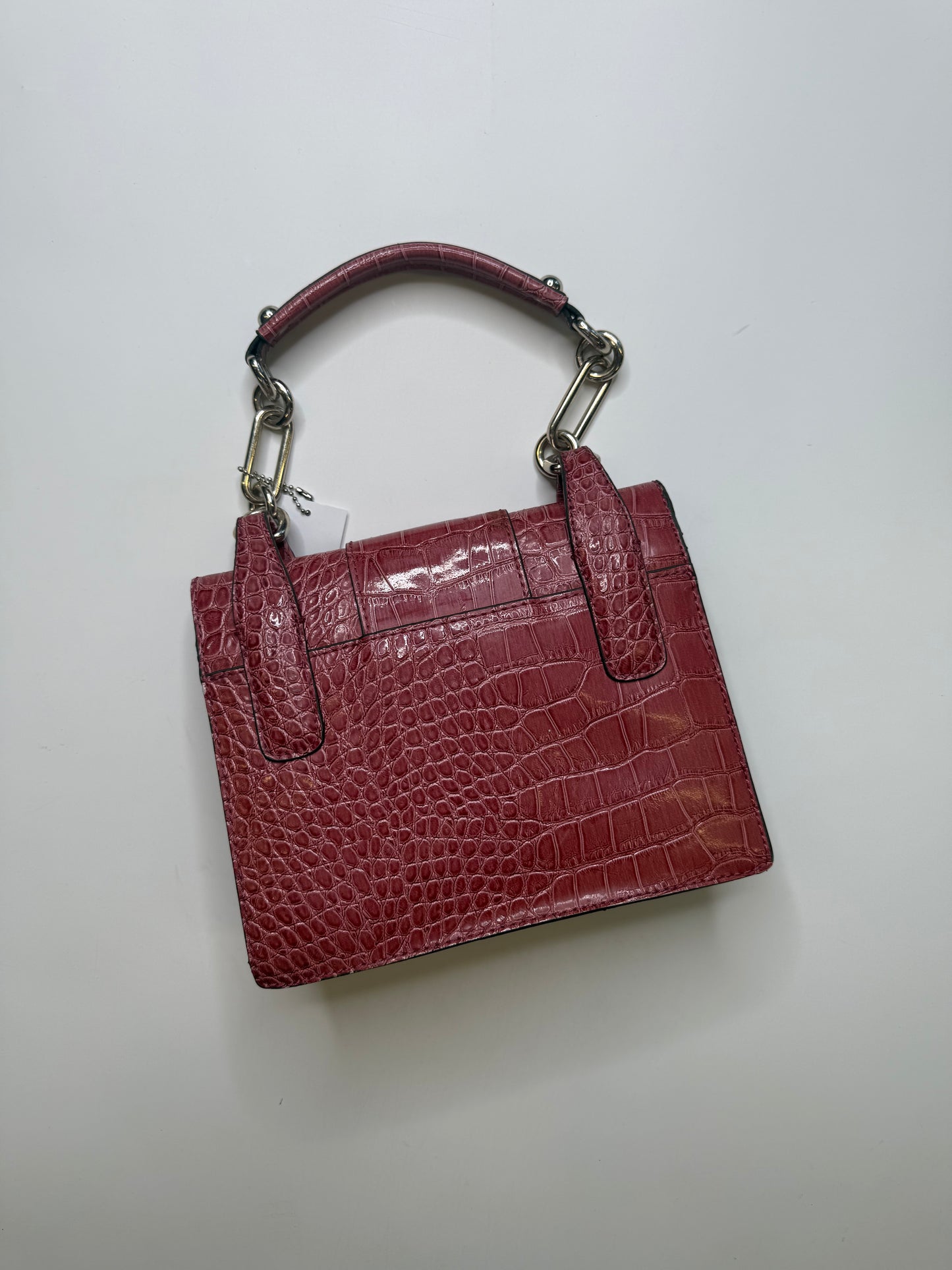 GUESS CROC EMBOSSED BOW BAG – BURGUNDY