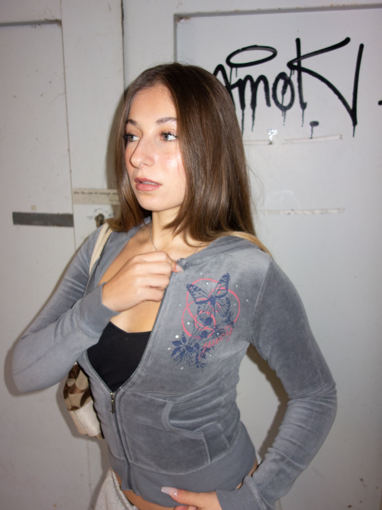 JUICY COUTURE ZIPPER GREY 2000s (XS/Petite)