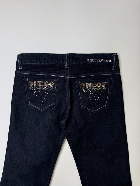 GUESS JEANS RHINESTONE LOGO – DARK NAVY (26, ~ s)