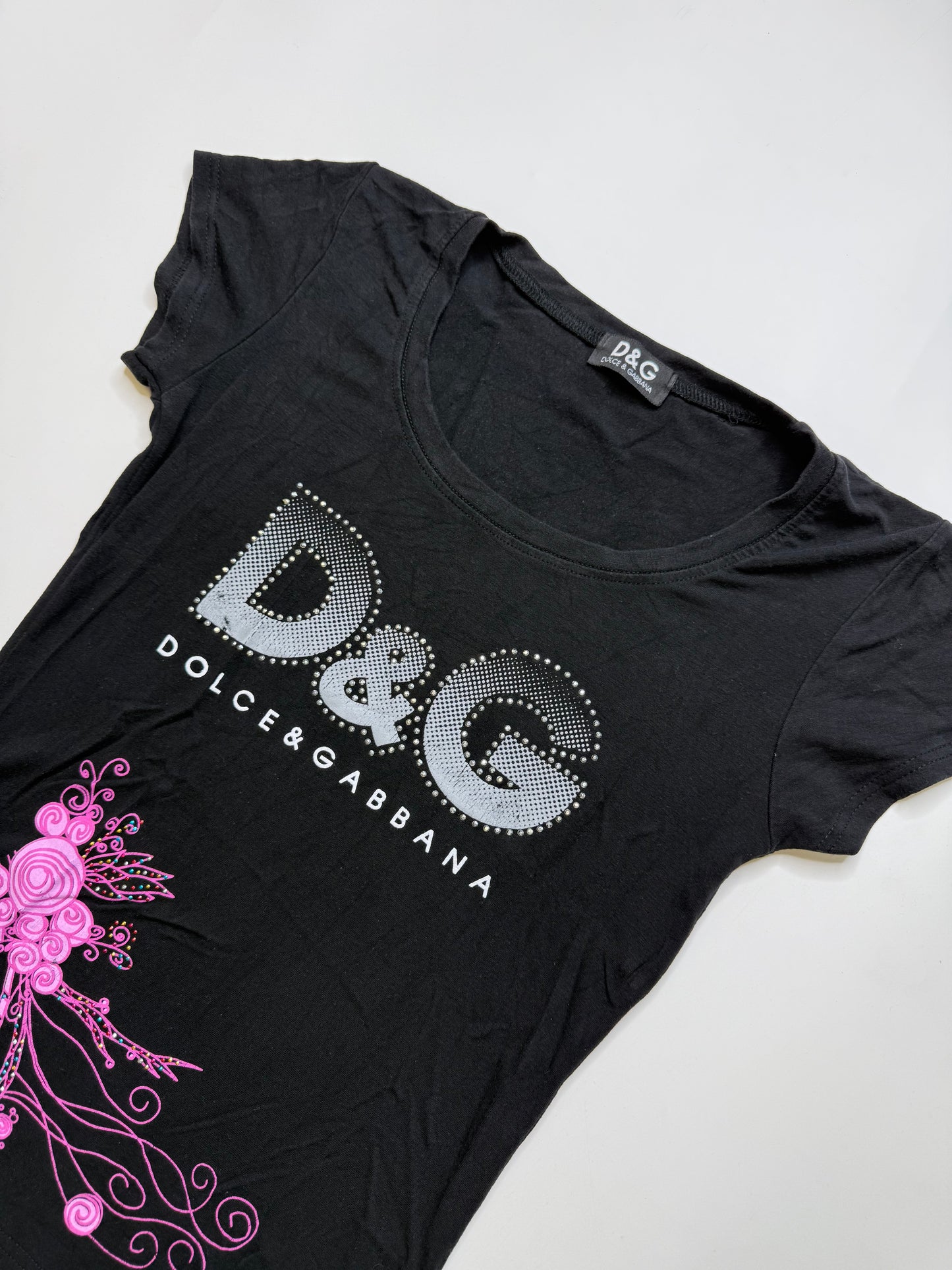 D&G RHINESTONE LOGO TEE – BLACK (~S)