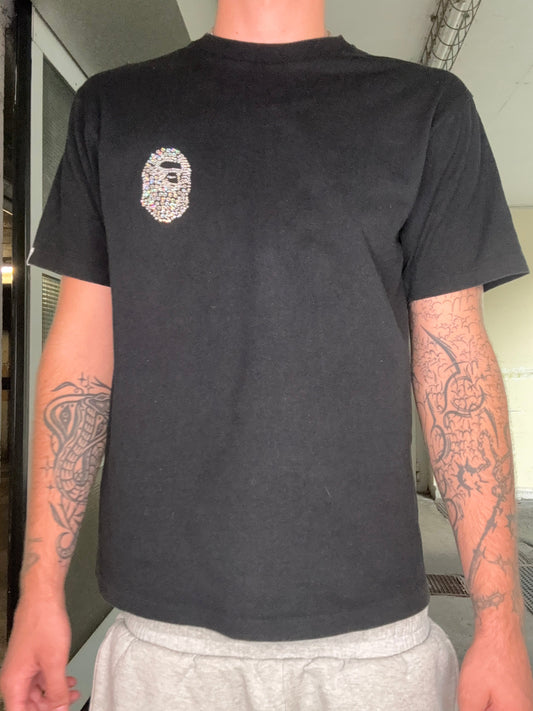BAPE CRYSTAL LOGO TEE – BLACK (L)