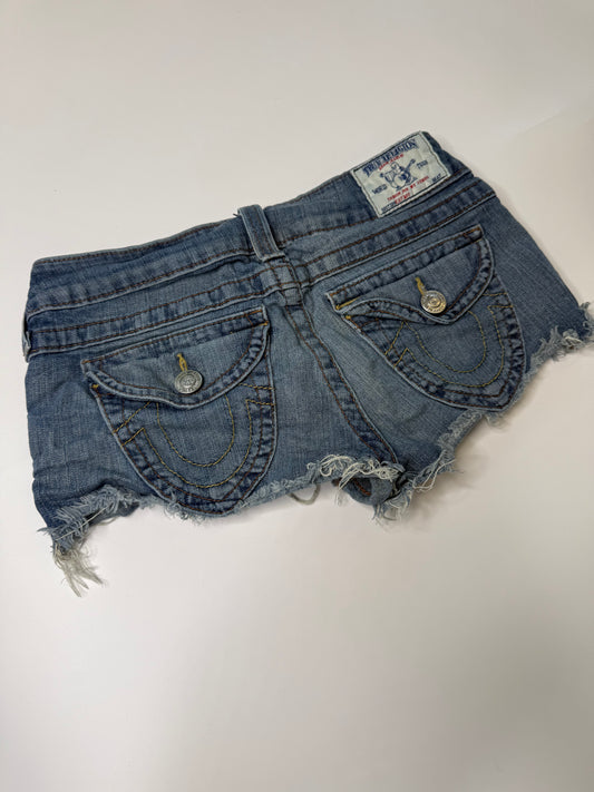 TRUE RELIGION VINTAGE FLAP POCKET DENIM SHORTS