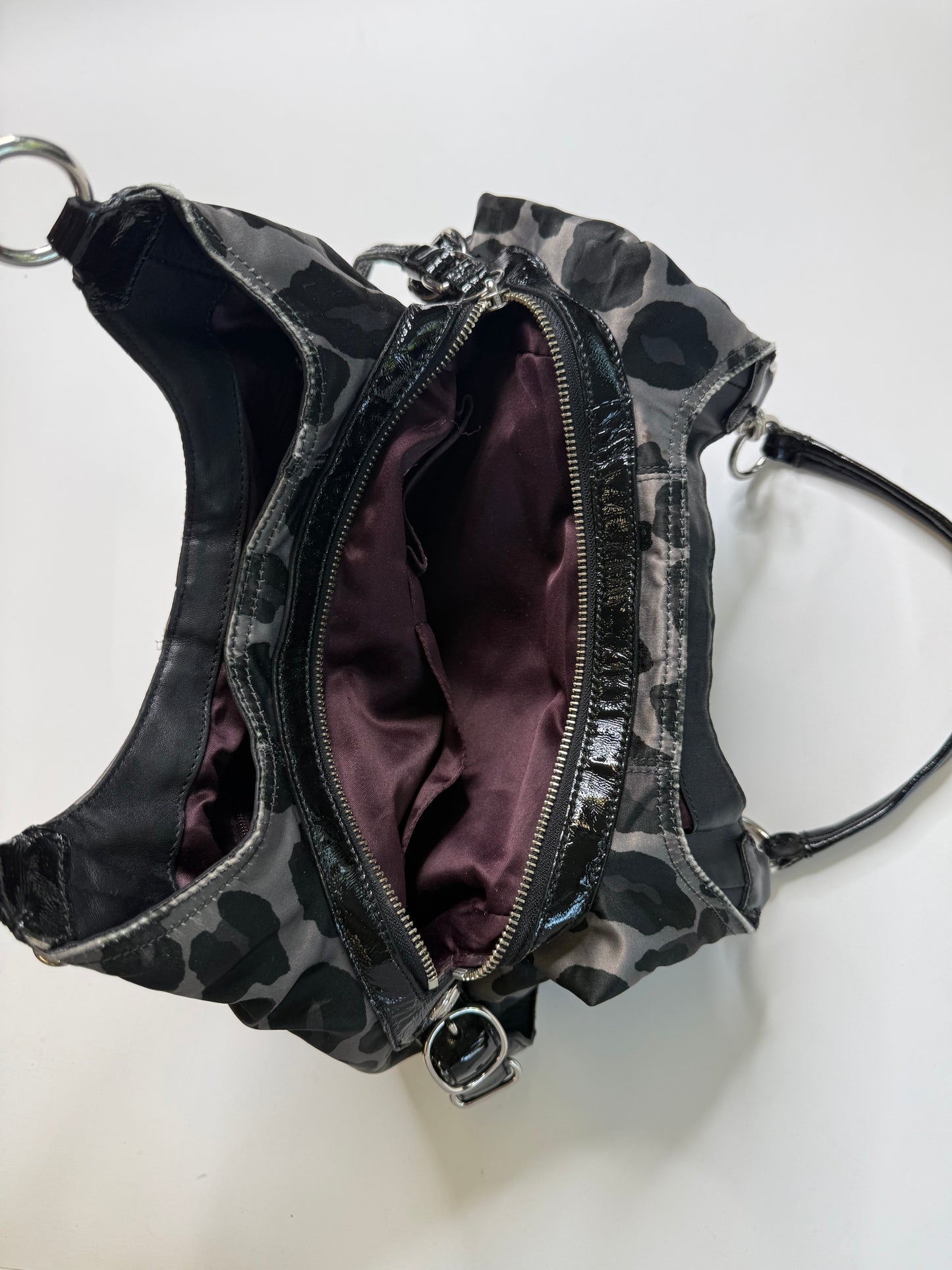COACH VINTAGE LEOPARD PRINT NYLON HOBO BAG