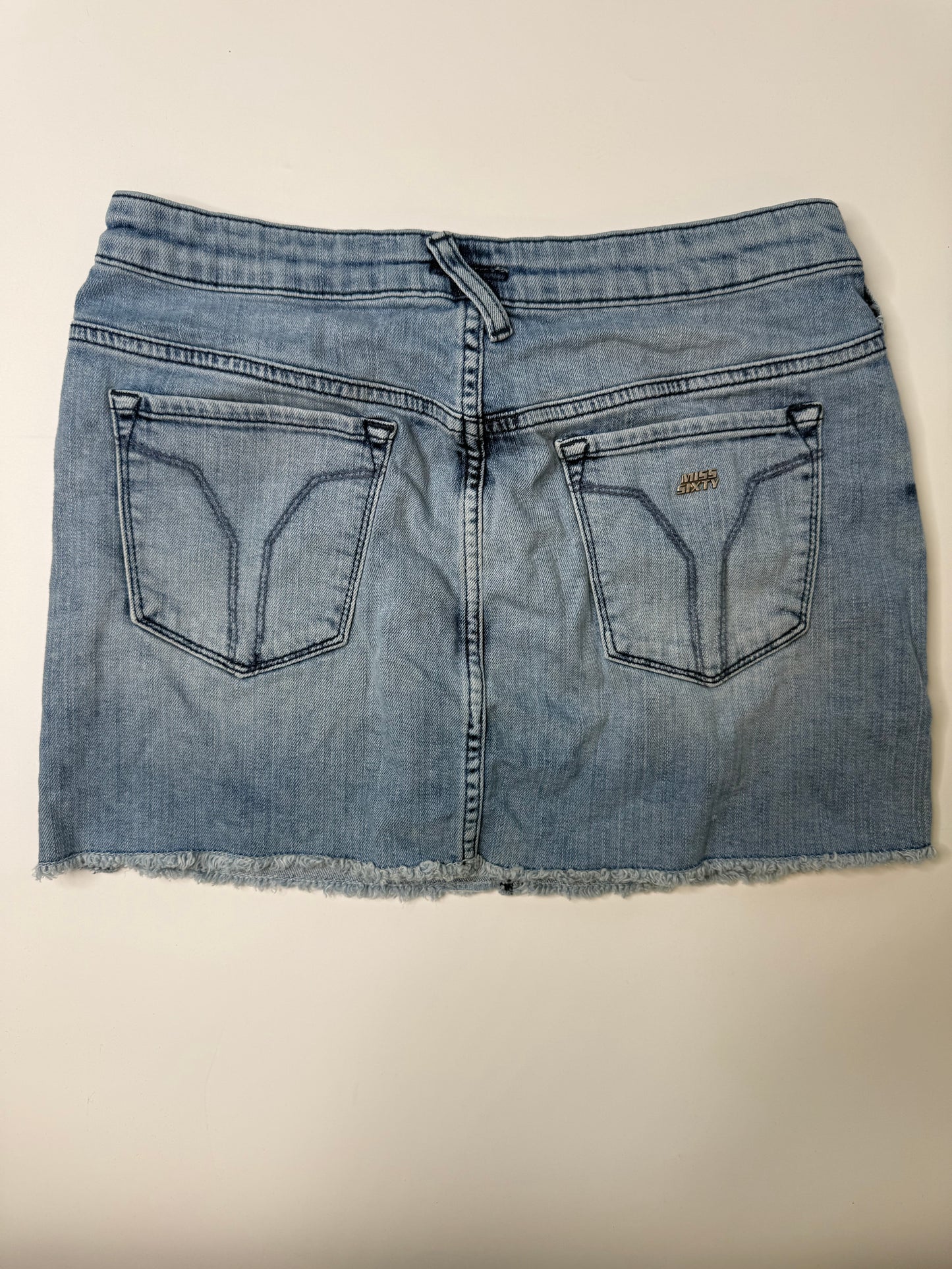 MISS SIXTY VINTAGE Y2K RAW HEM DENIM MINI SKIRT