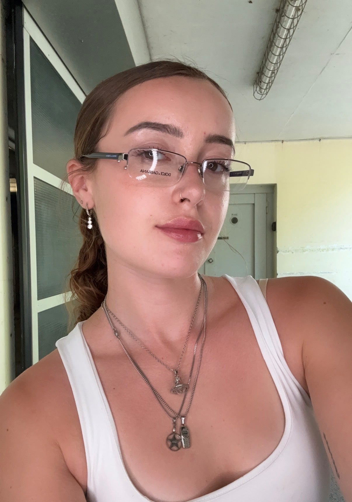 DOLCE & GABBANA VINTAGE NAVY SEMI-RIMLESS EYEGLASSES
