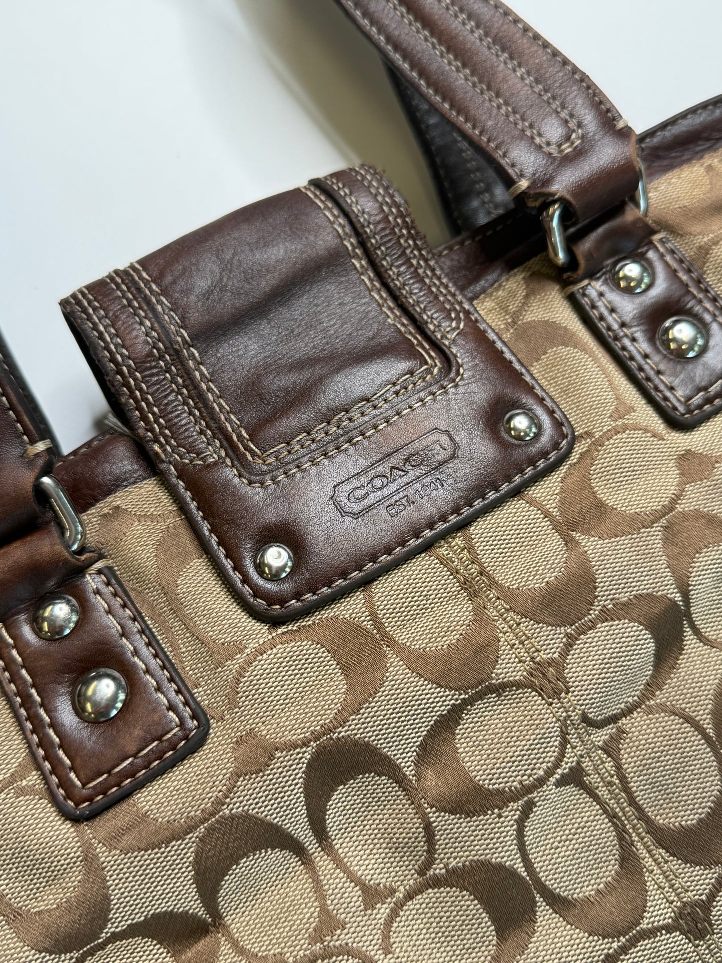 COACH VINTAGE SIGNATURE CANVAS SATCHEL BAG