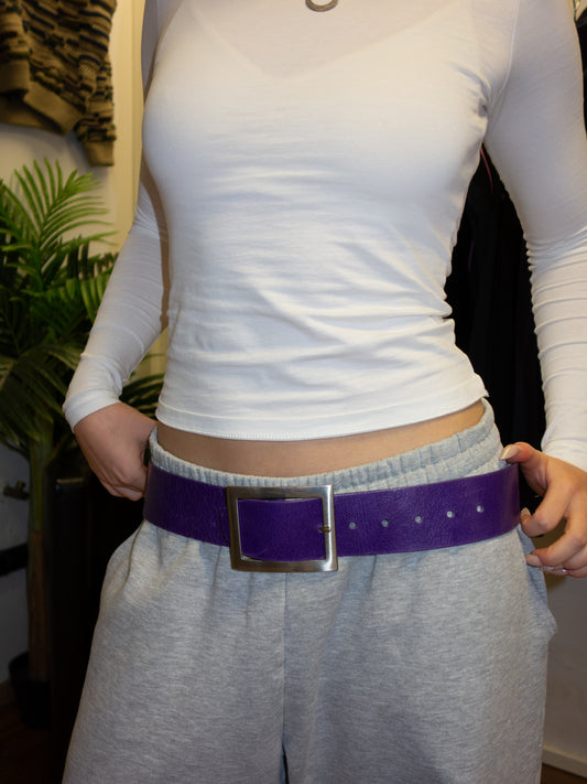 VANZETTI REAL LEATHER BELT PURPLE/SILVER