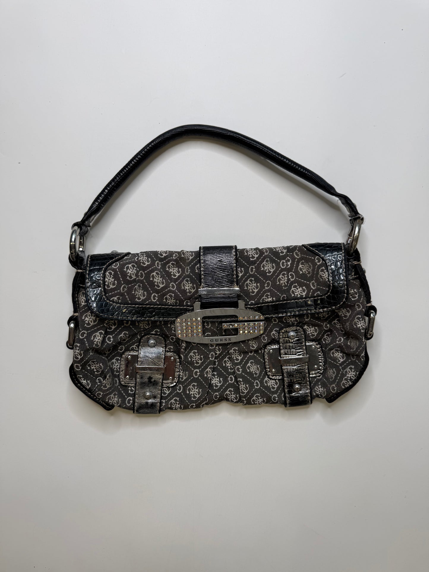 GUESS MONOGRAM STUDDED BAG – GREY