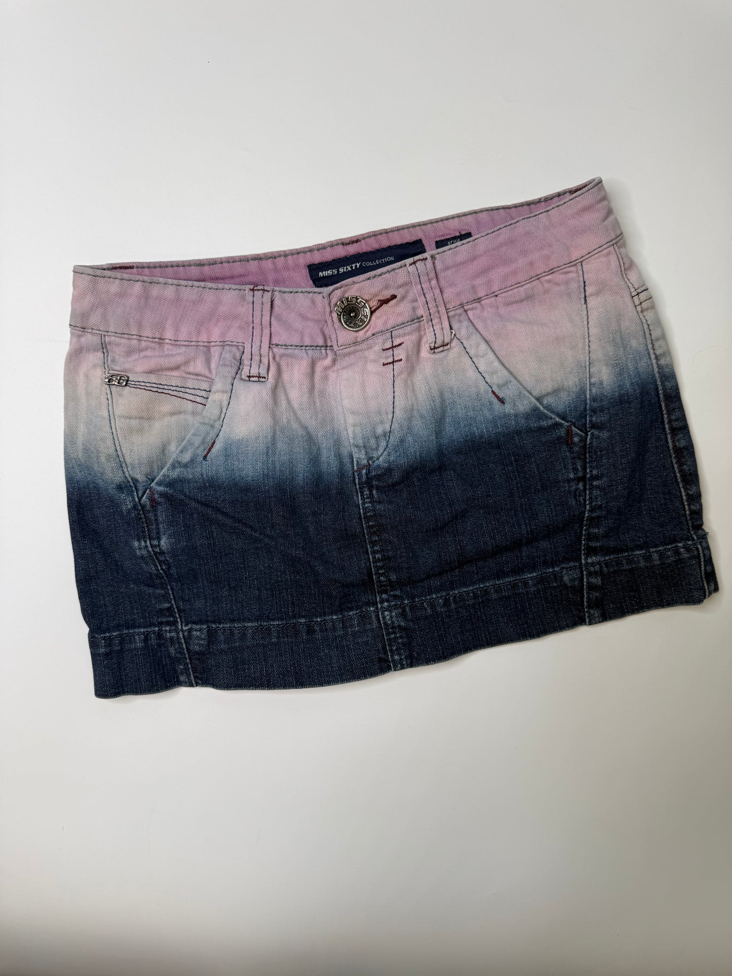 MISS SIXTY VINTAGE OMBRE DENIM MINI SKIRT