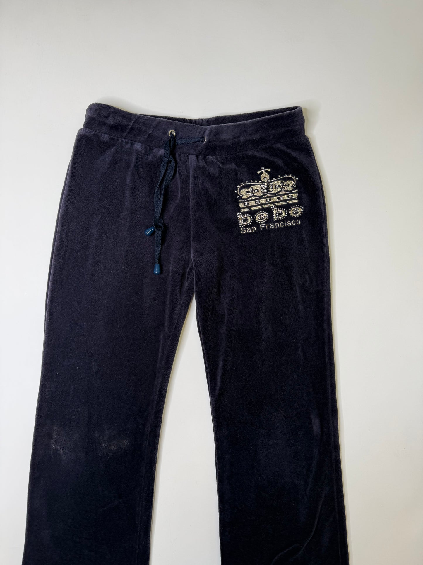 BEBE SAN FRANCISCO VELOUR SWEATPANTS NAVY (M)