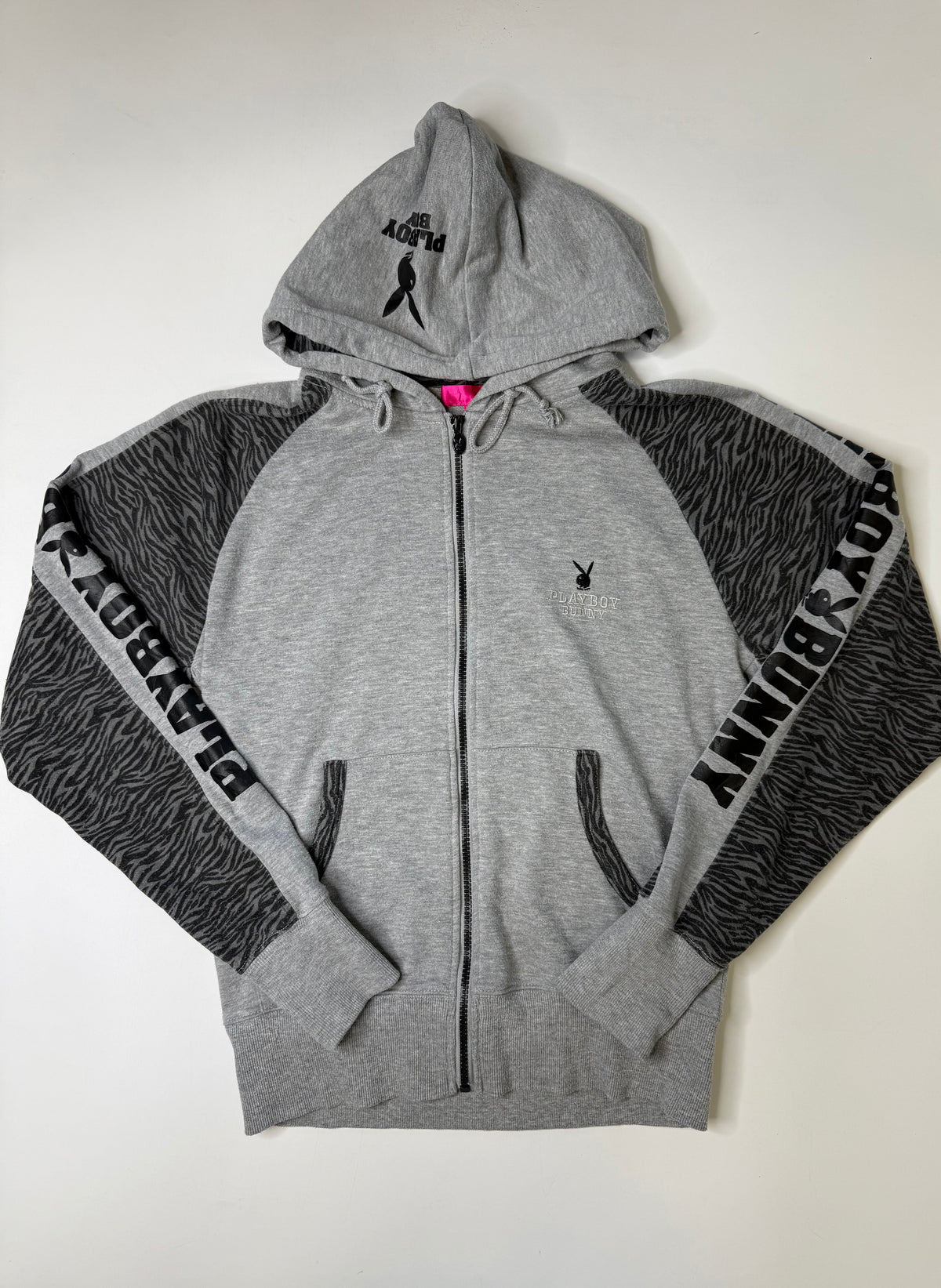 PLAYBOY BUNNY ZIP HOODIE (GREY)