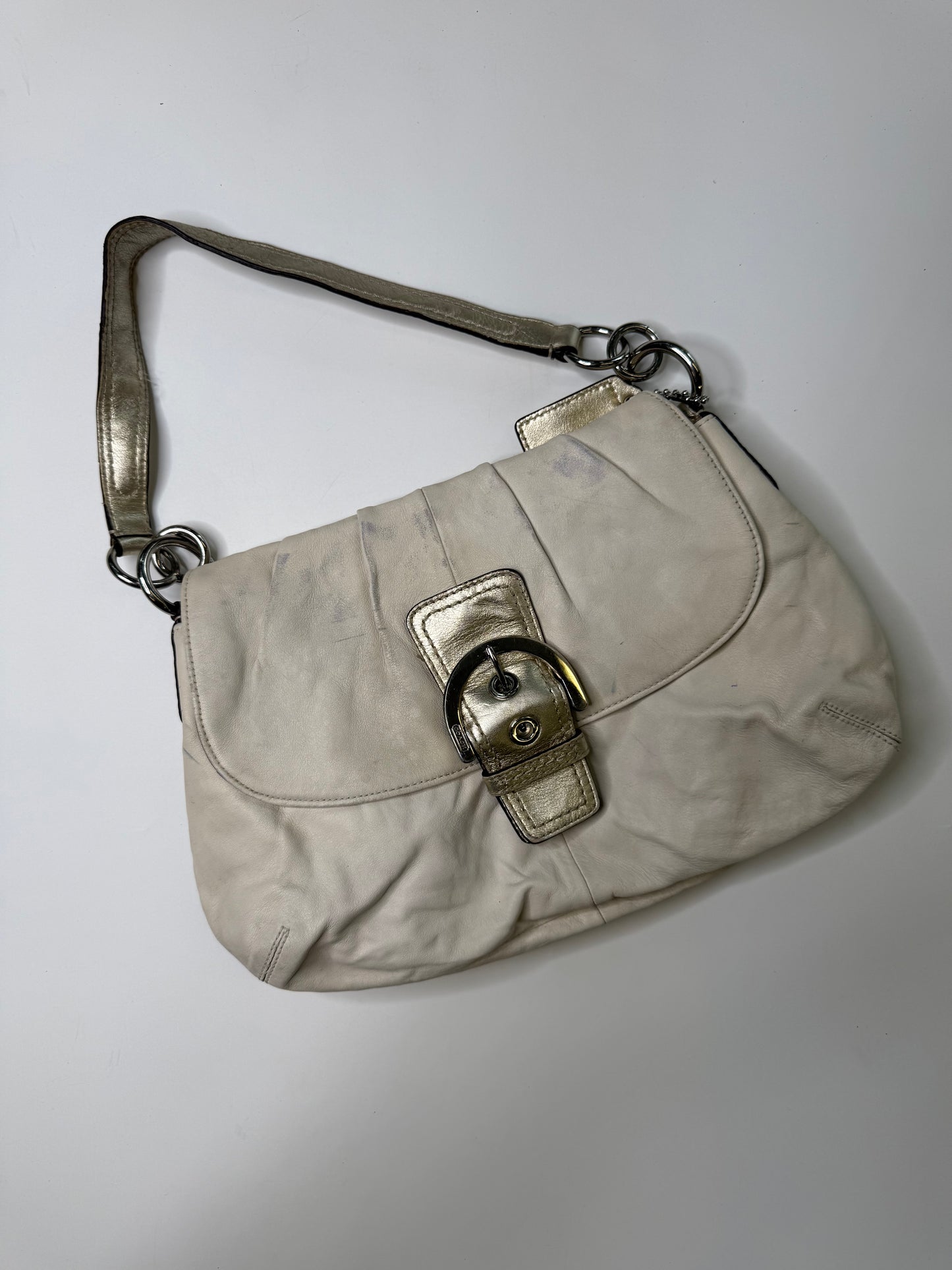 COACH LEATHER SHOULDER BAG (CREAM)