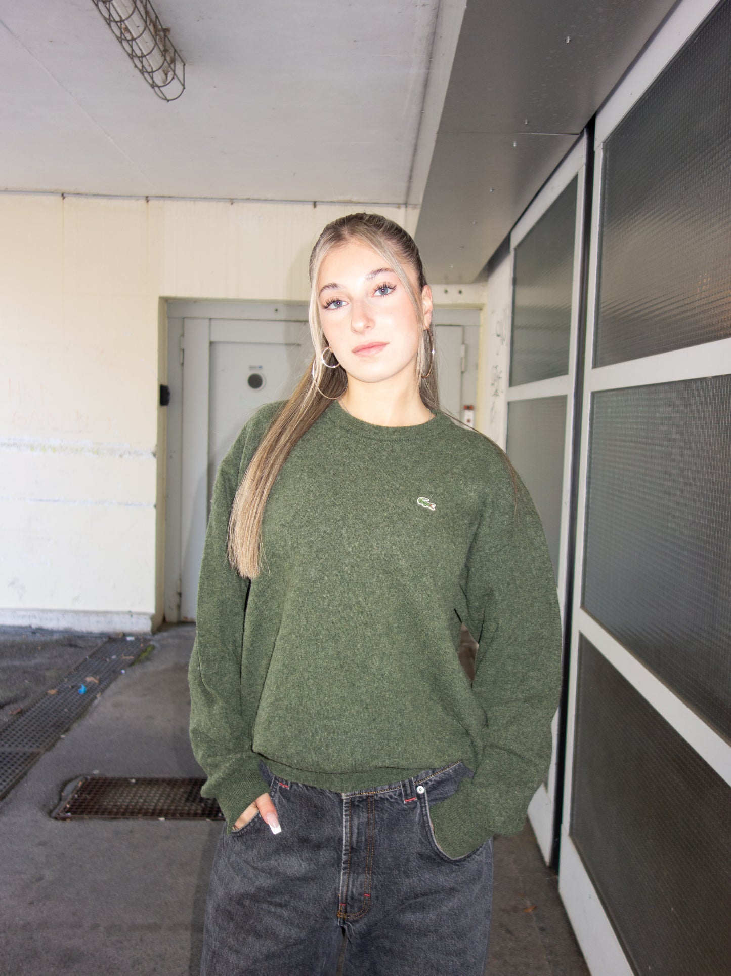 LACOSTE KNIT WOOL SWEATER (~M)