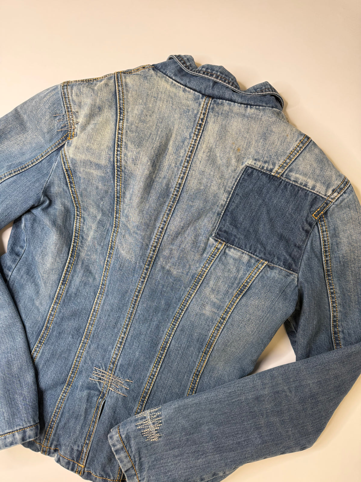 FREE SOUL DENIM BLAZER – BLUE LEOPARD LINING (S)