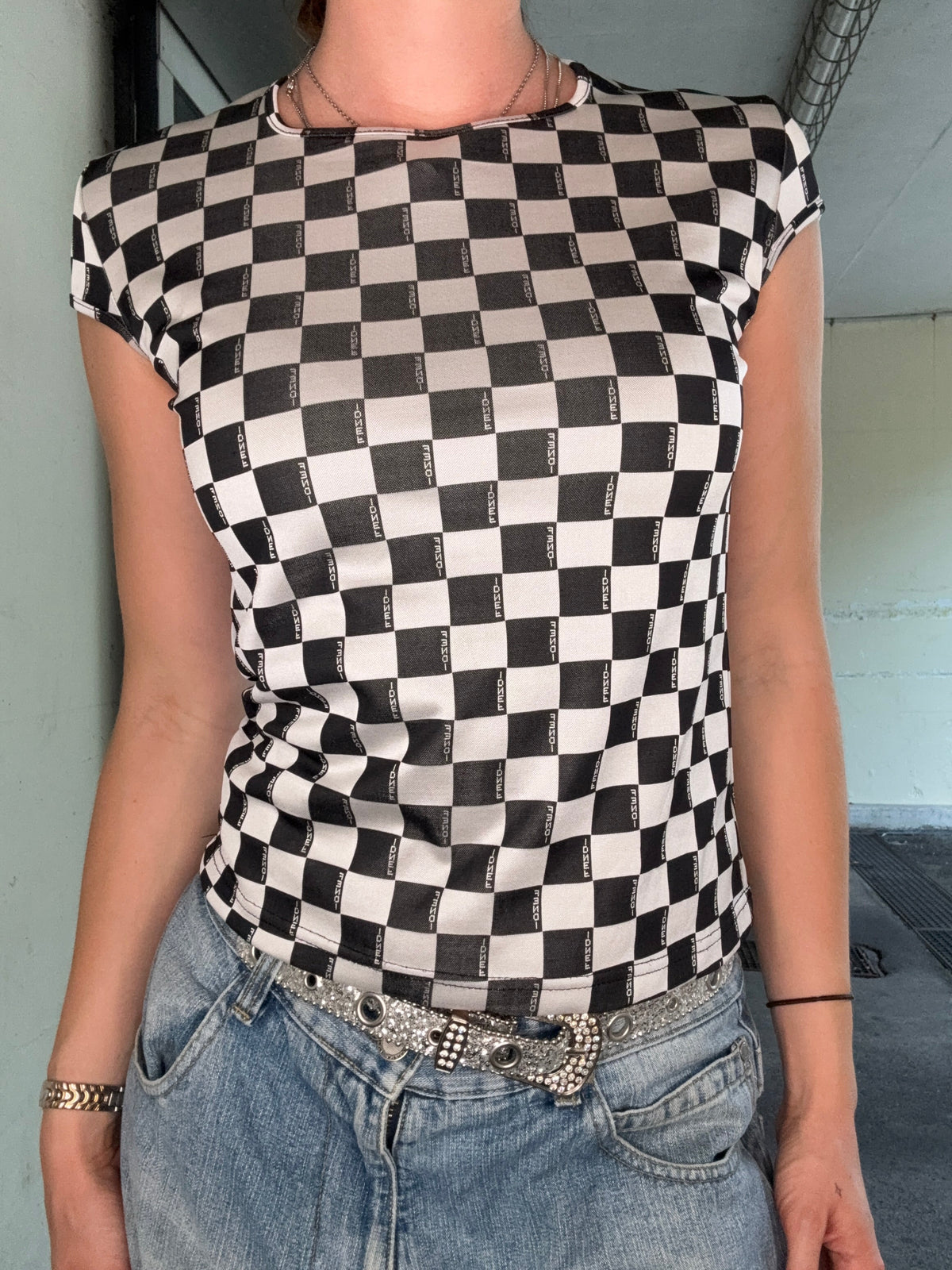 FENDI VINTAGE ZUCCA CHECKERBOARD LOGO TOP