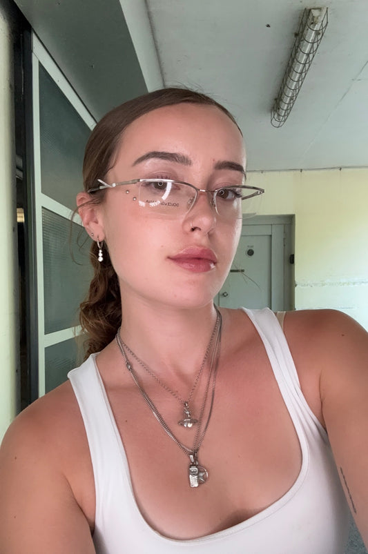 DOLCE & GABBANA VINTAGE SILVER SEMI-RIMLESS EYEGLASSES