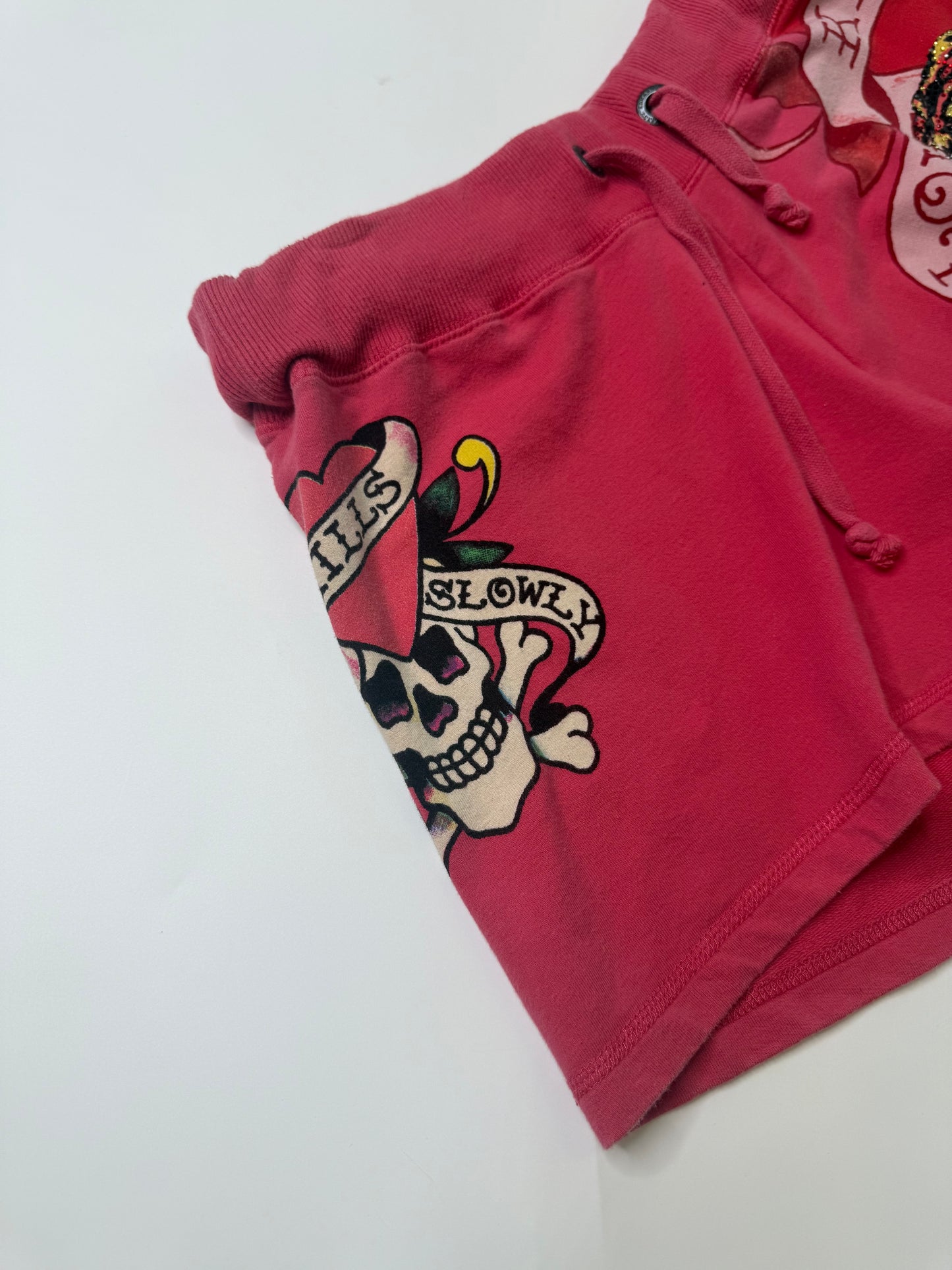 ED HARDY VINTAGE RHINESTONE TIGER SWEAT SHORTS (M)