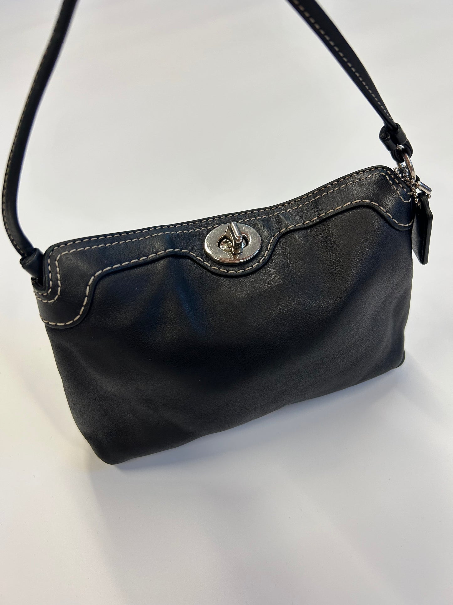 COACH MINI PURSE BLACK LEATHER TWIST LOCK