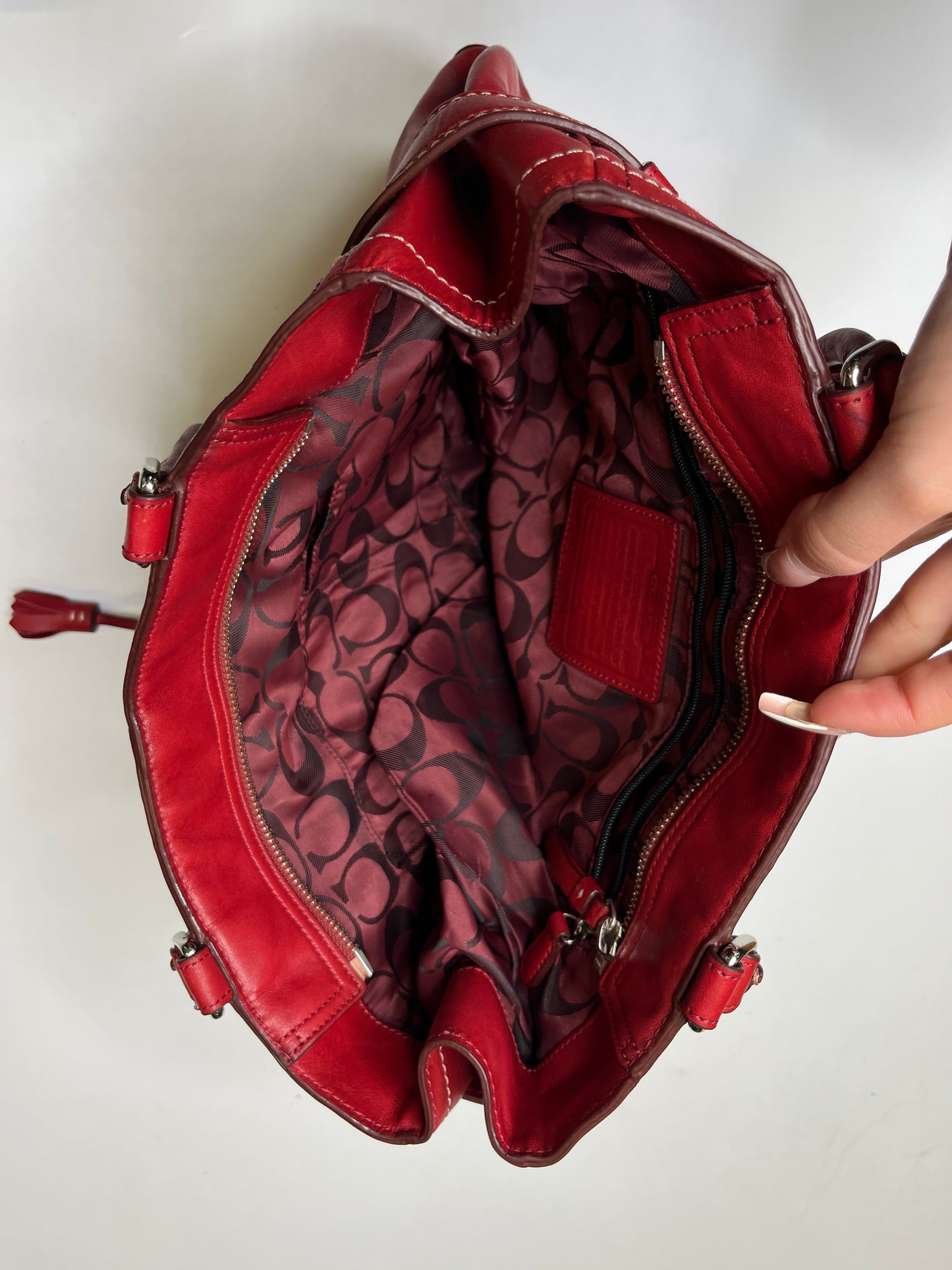 RED LEATHER COACH PURSE