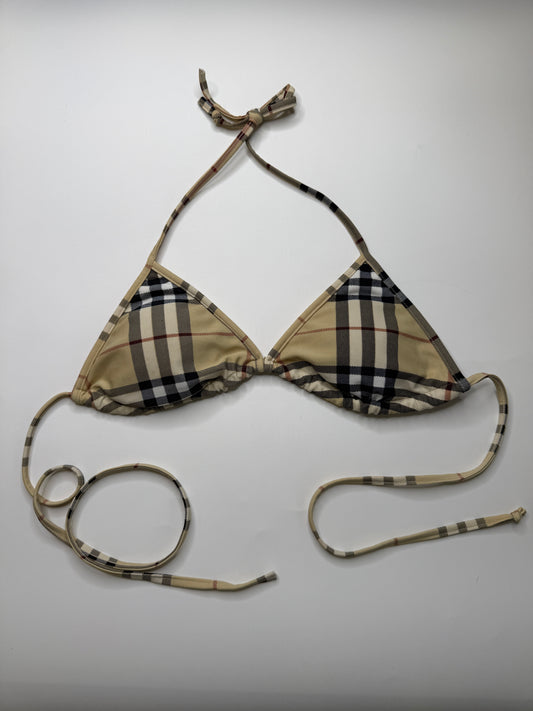 BURBERRY NOVA CHECK BIKINI TOP – BEIGE (S)