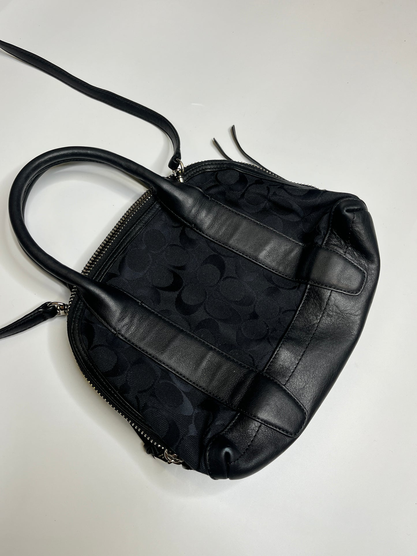 BLACK LEATHER COACH MONOGRAM PURSE