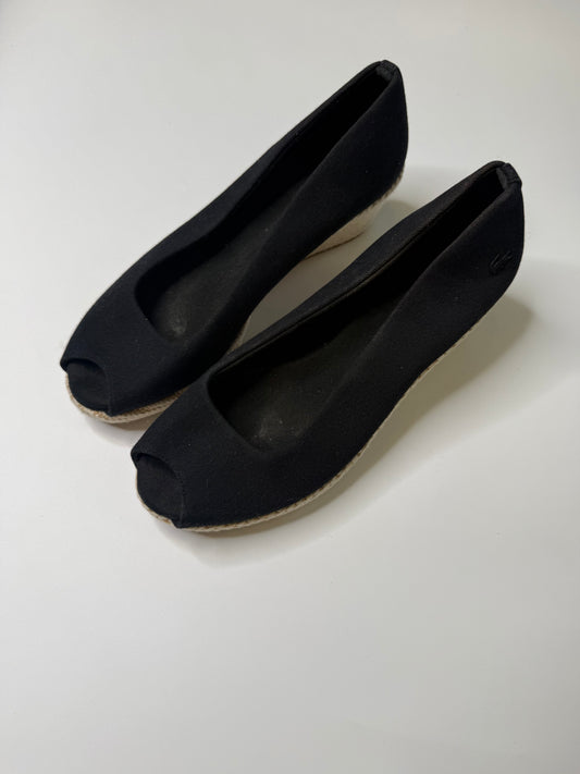 LACOSTE VINTAGE ESPADRILLE PEEP-TOE WEDGES
