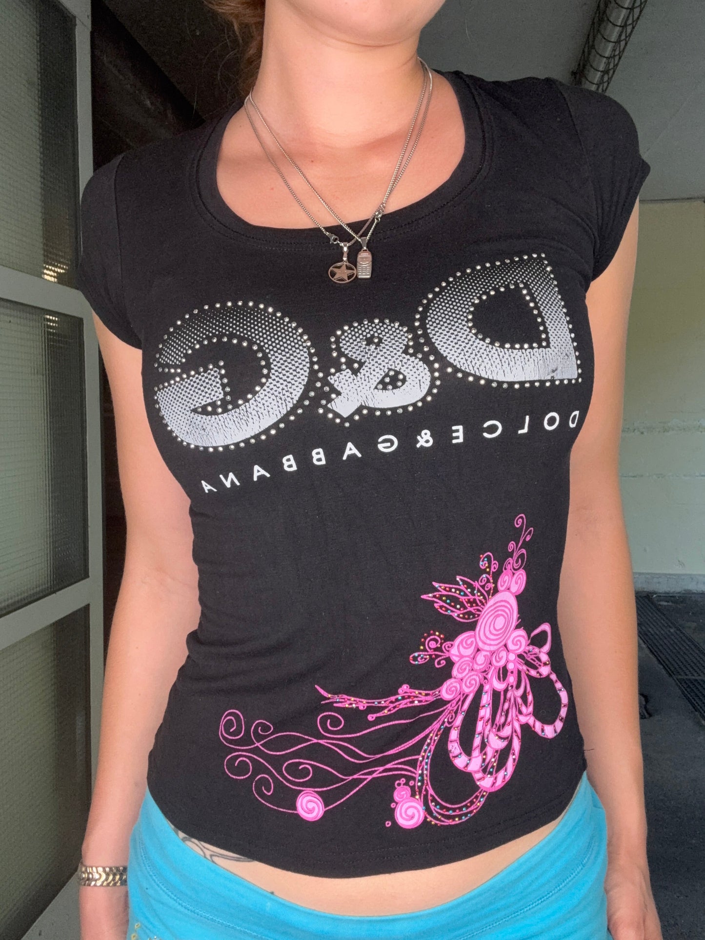 D&G RHINESTONE LOGO TEE – BLACK (~S)