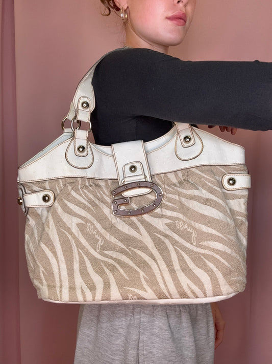 G-LOGO GUESS PURSE ZEBRA/WOOD