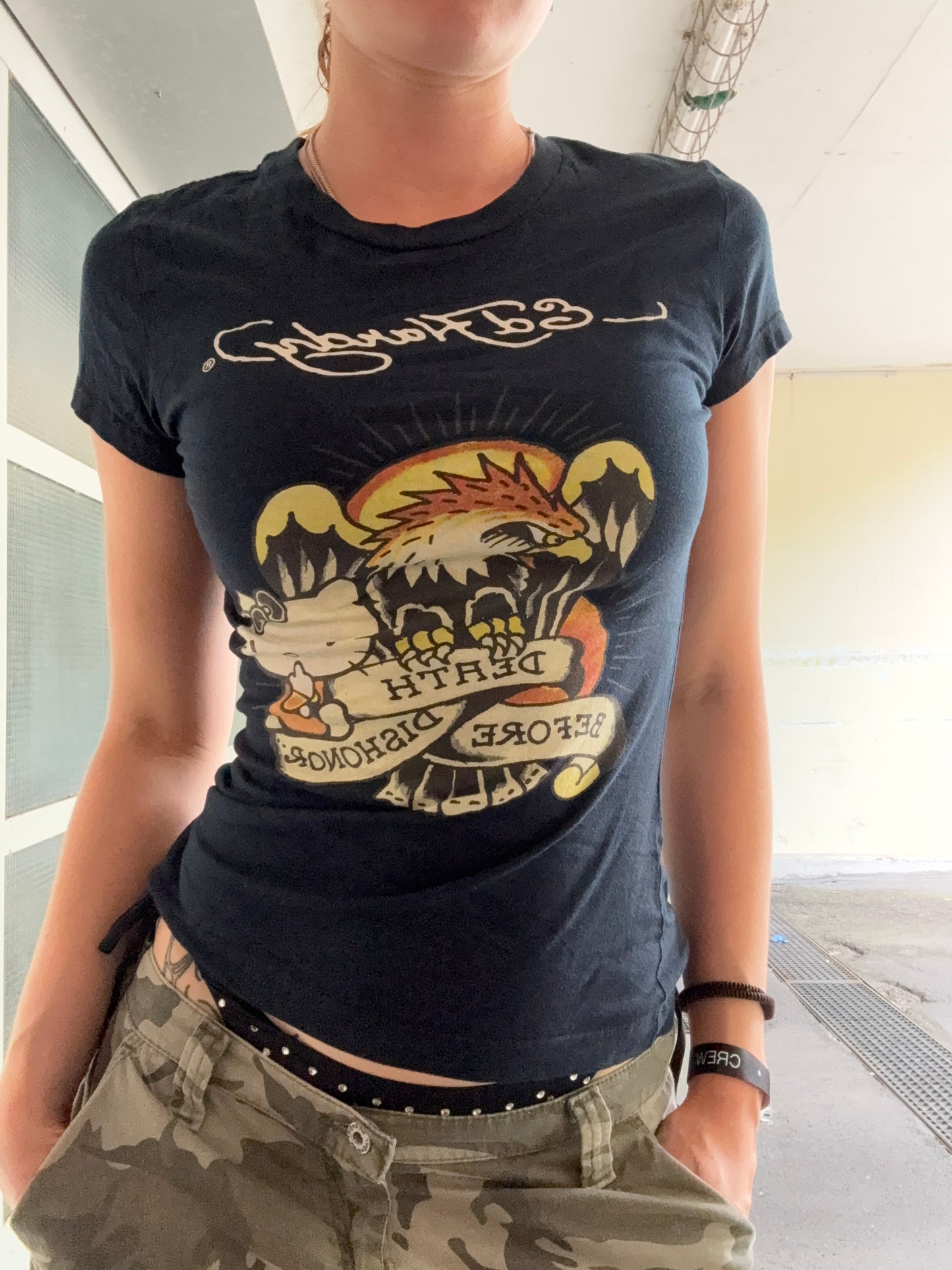RARE VINTAGE ED HARDY x HELLO KITTY SHIRT(XS)