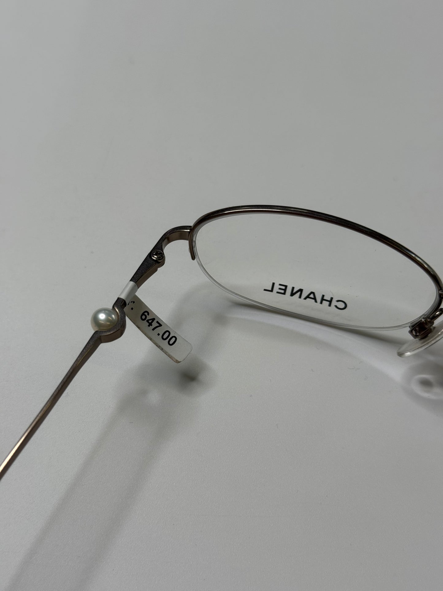 CHANEL VINTAGE TITANIUM PEARL RIMLESS OPTICAL FRAMES